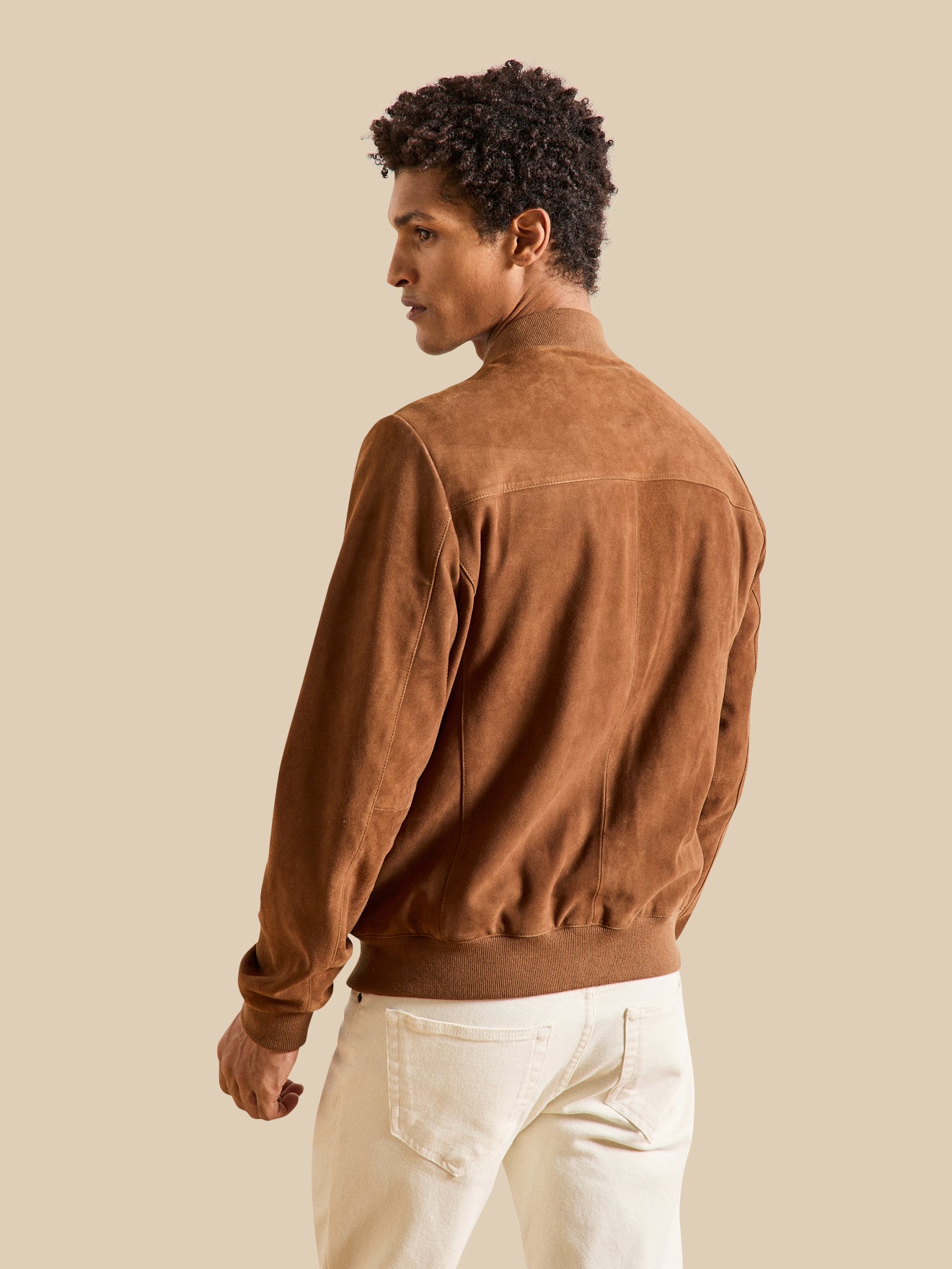 Blouson zippé cuir velours homme