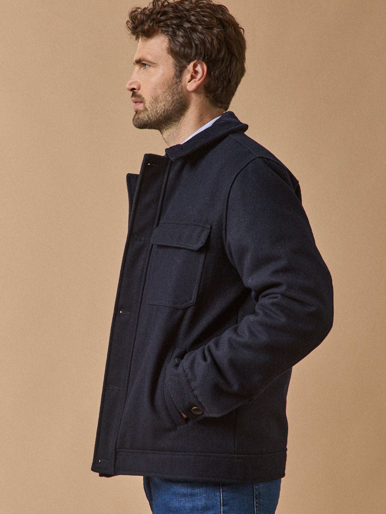 Blouson aviateur chaud lainage homme