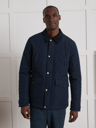 Men's quilted jacket with corduroy collar