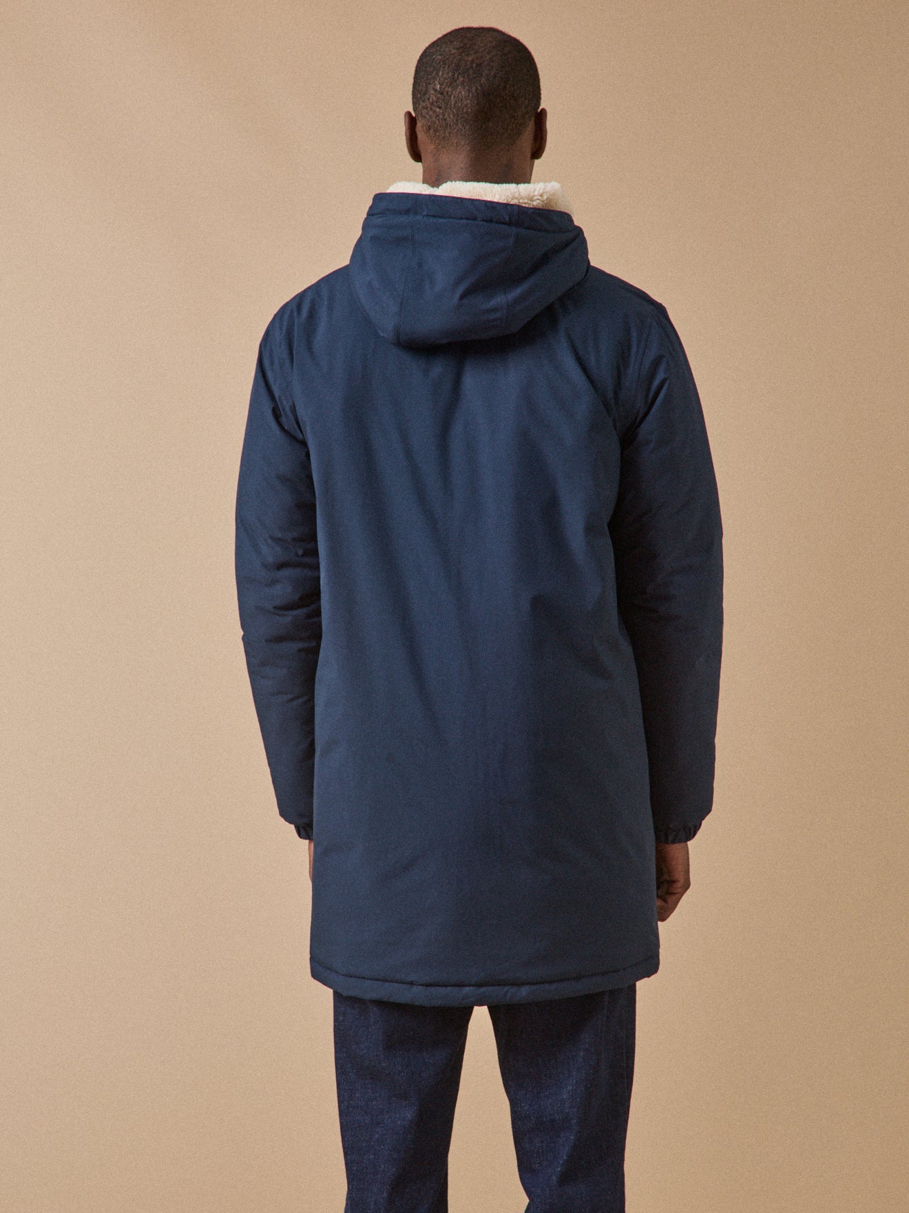 Man's long waterproof parka