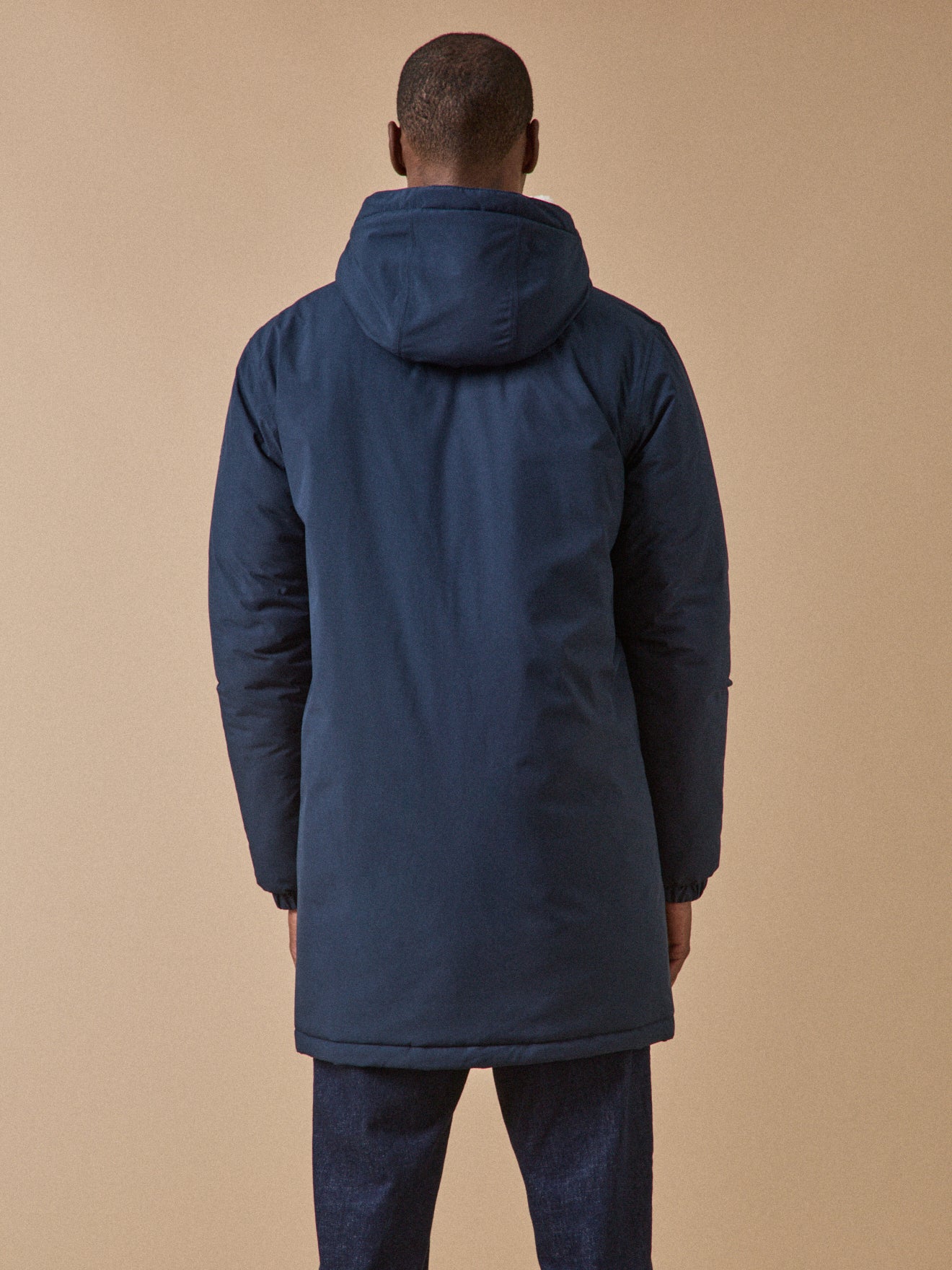 Man's long waterproof parka