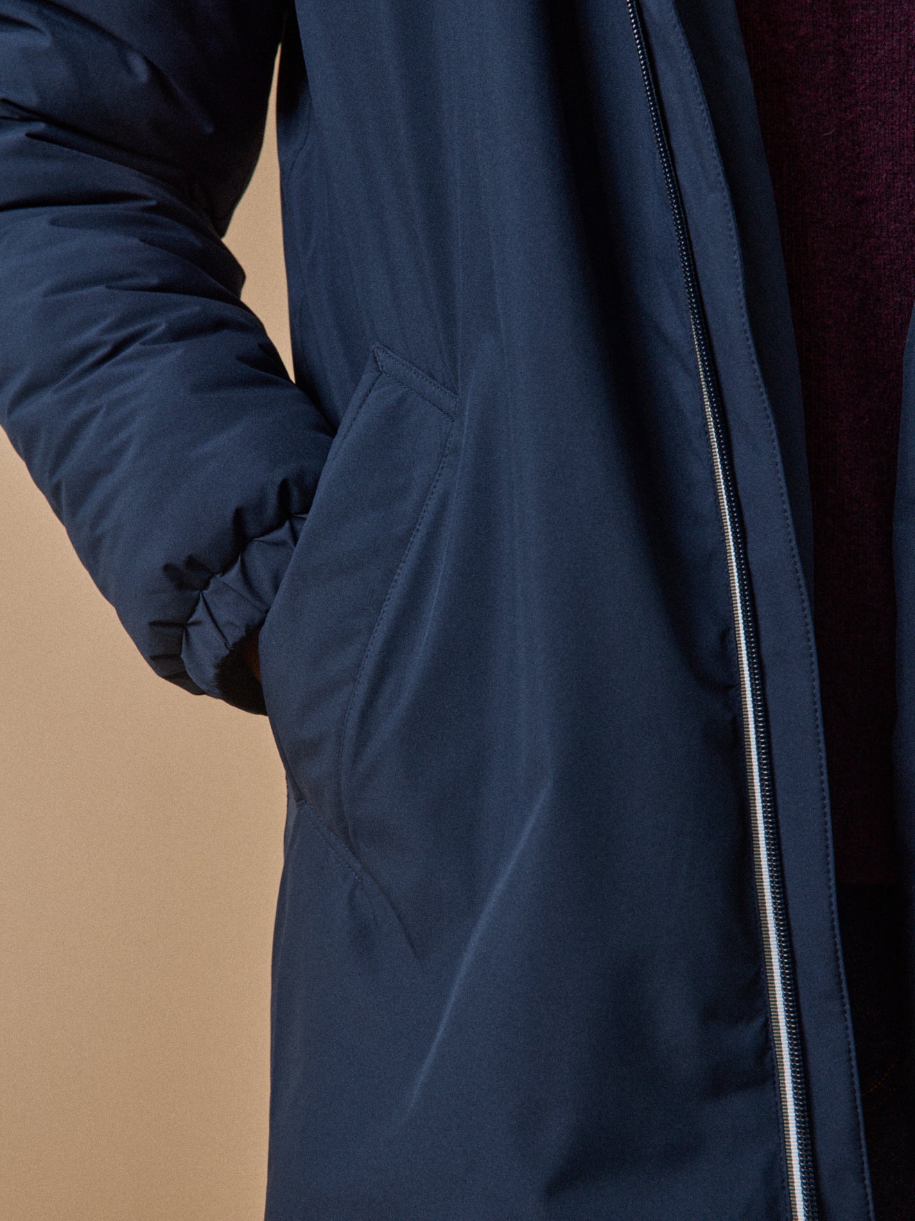 Man's long waterproof parka