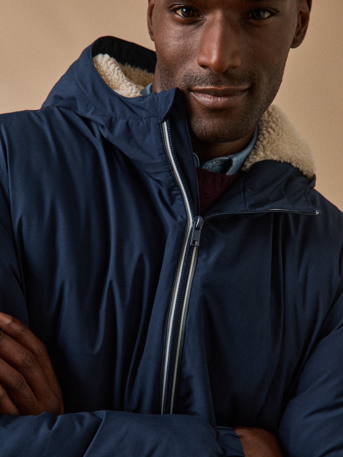 Man's long waterproof parka