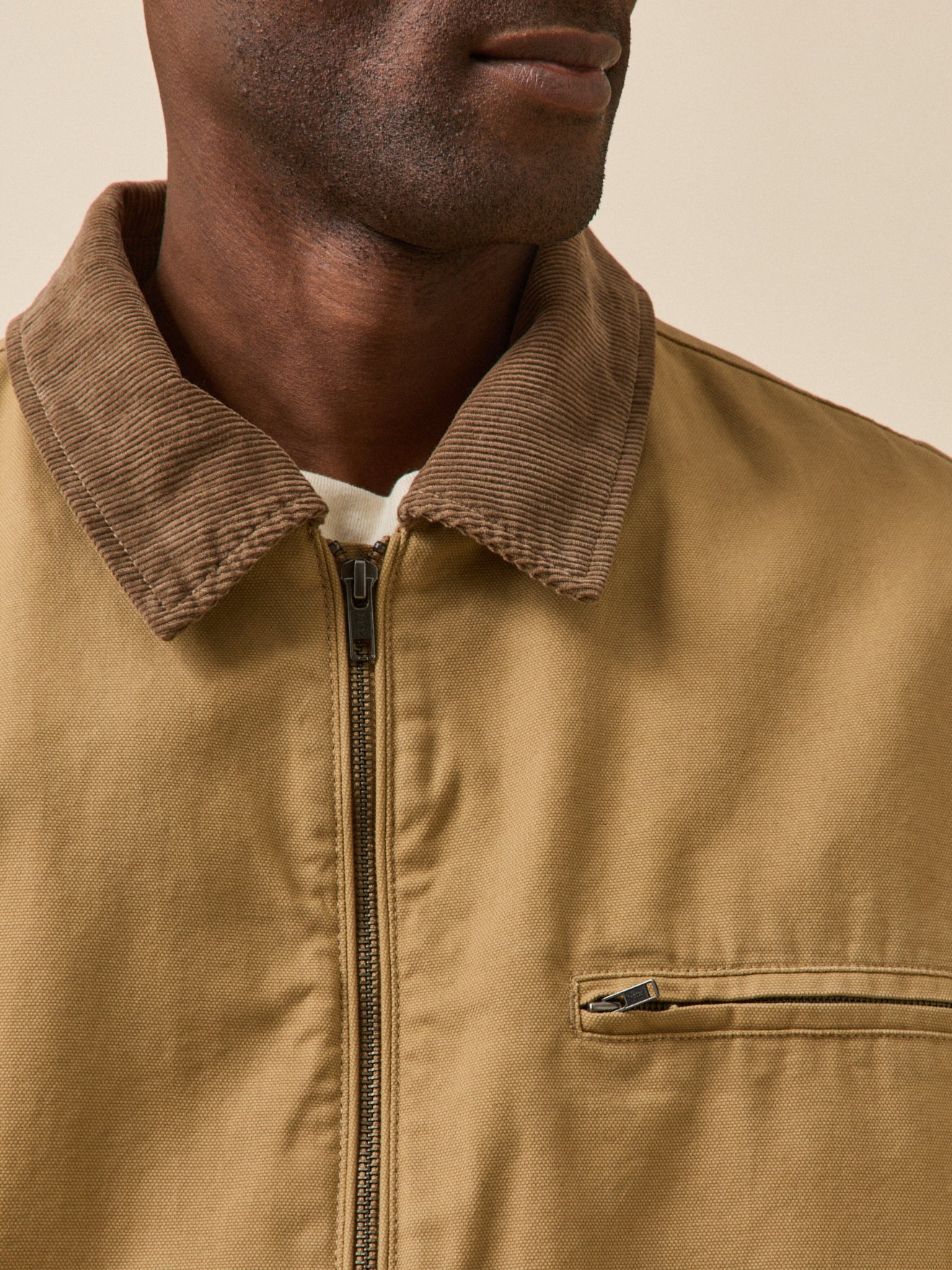 Men's jacket with corduroy collar