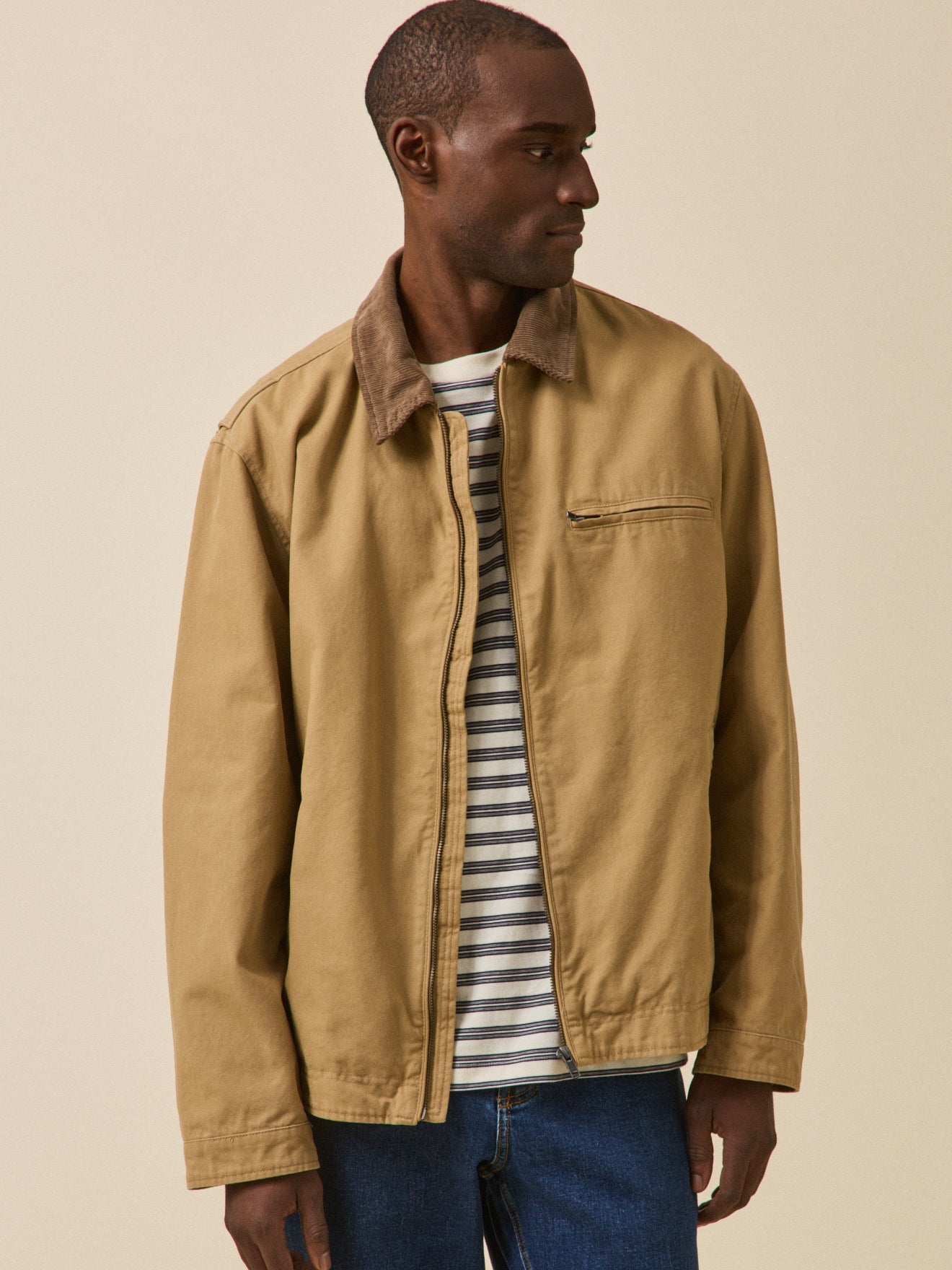 Men's jacket with corduroy collar