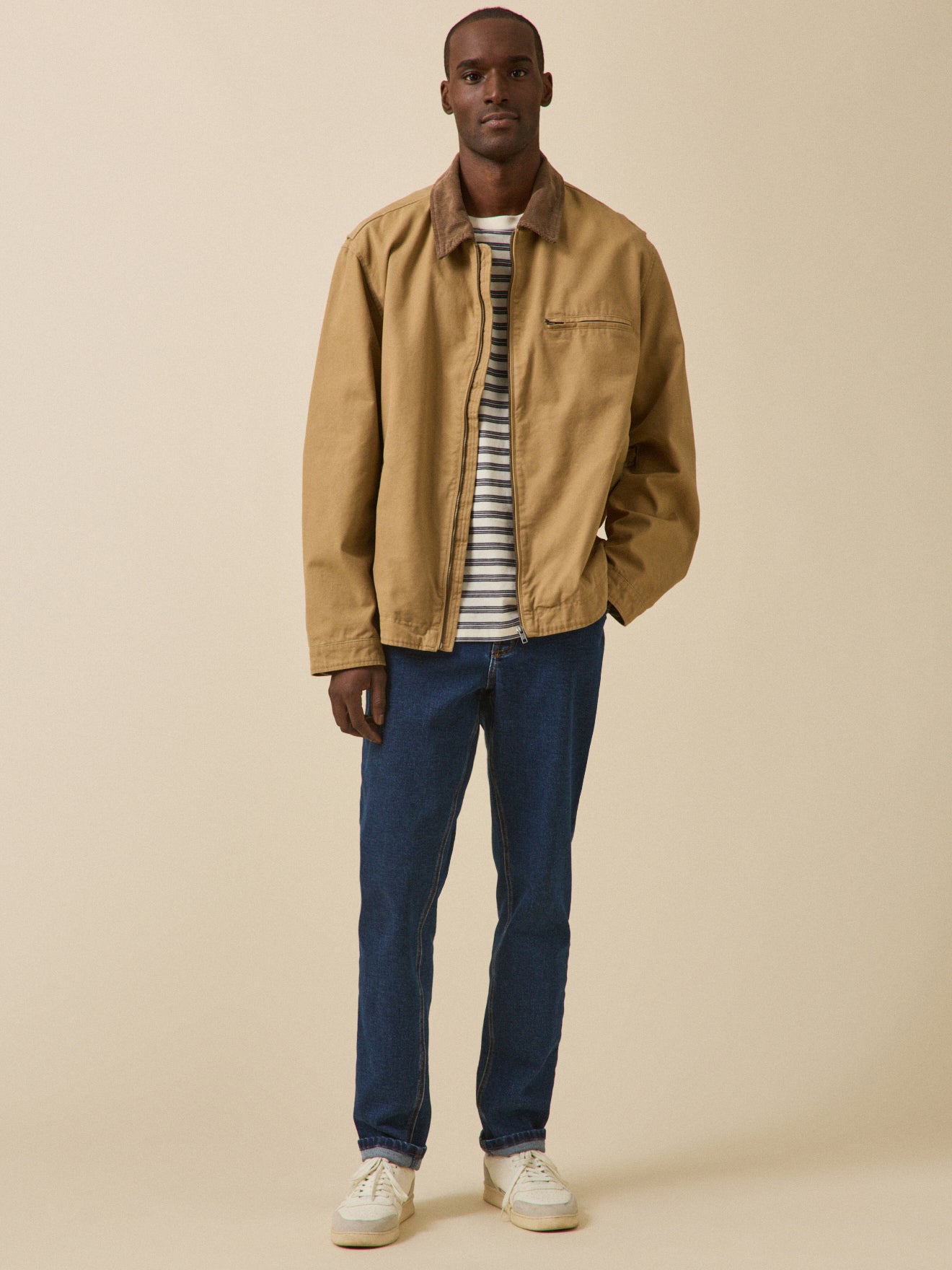 Men's jacket with corduroy collar