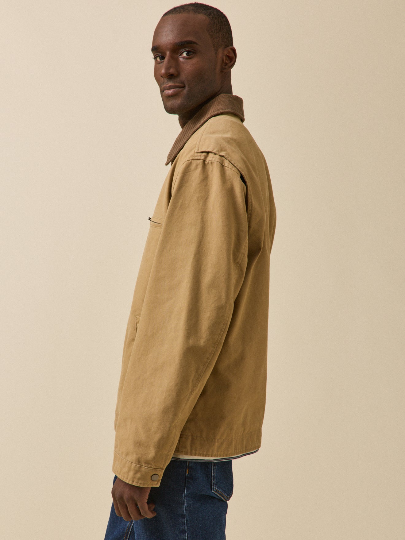 Men's jacket with corduroy collar