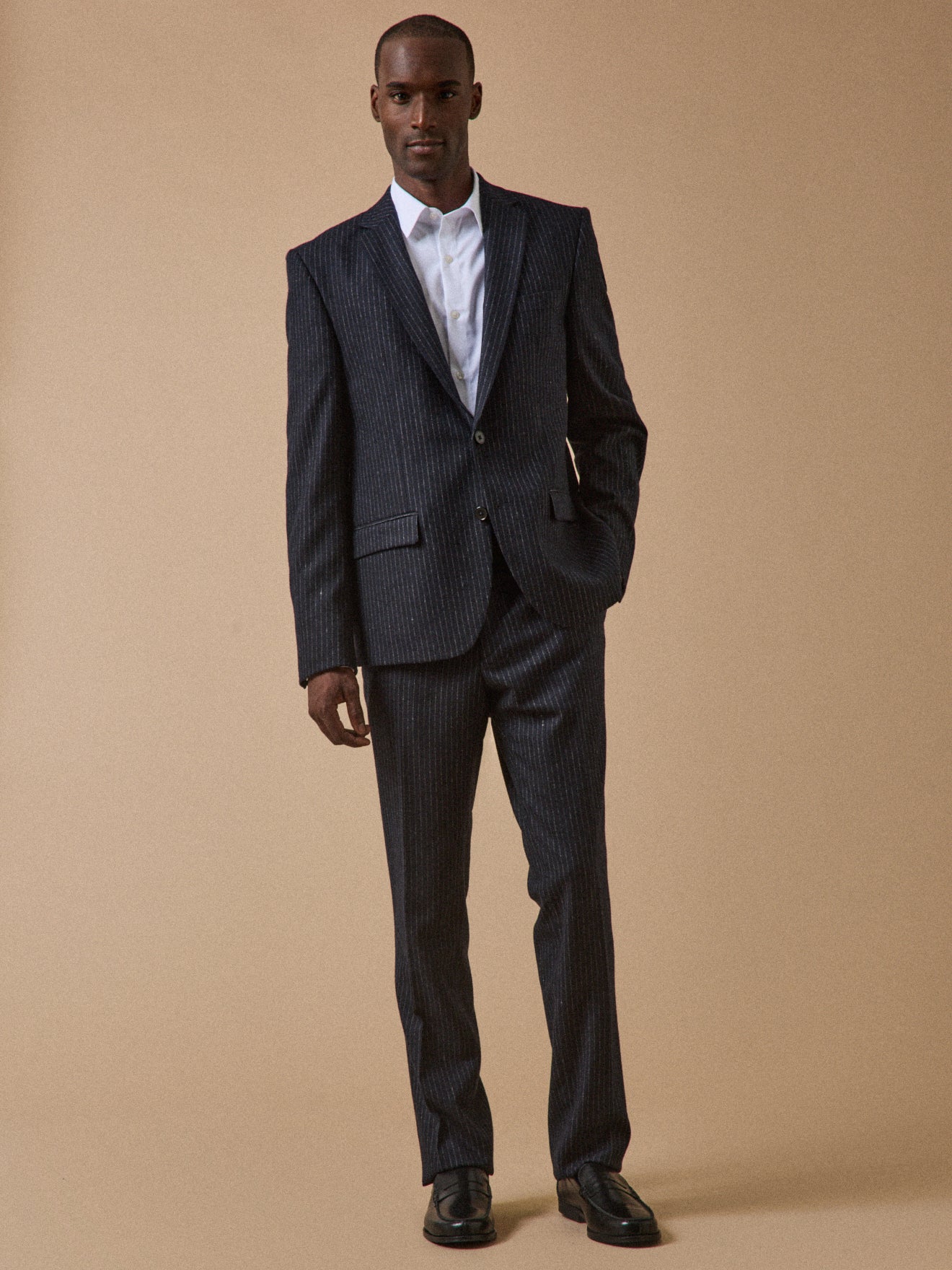 Men's striped woolen suit jacket