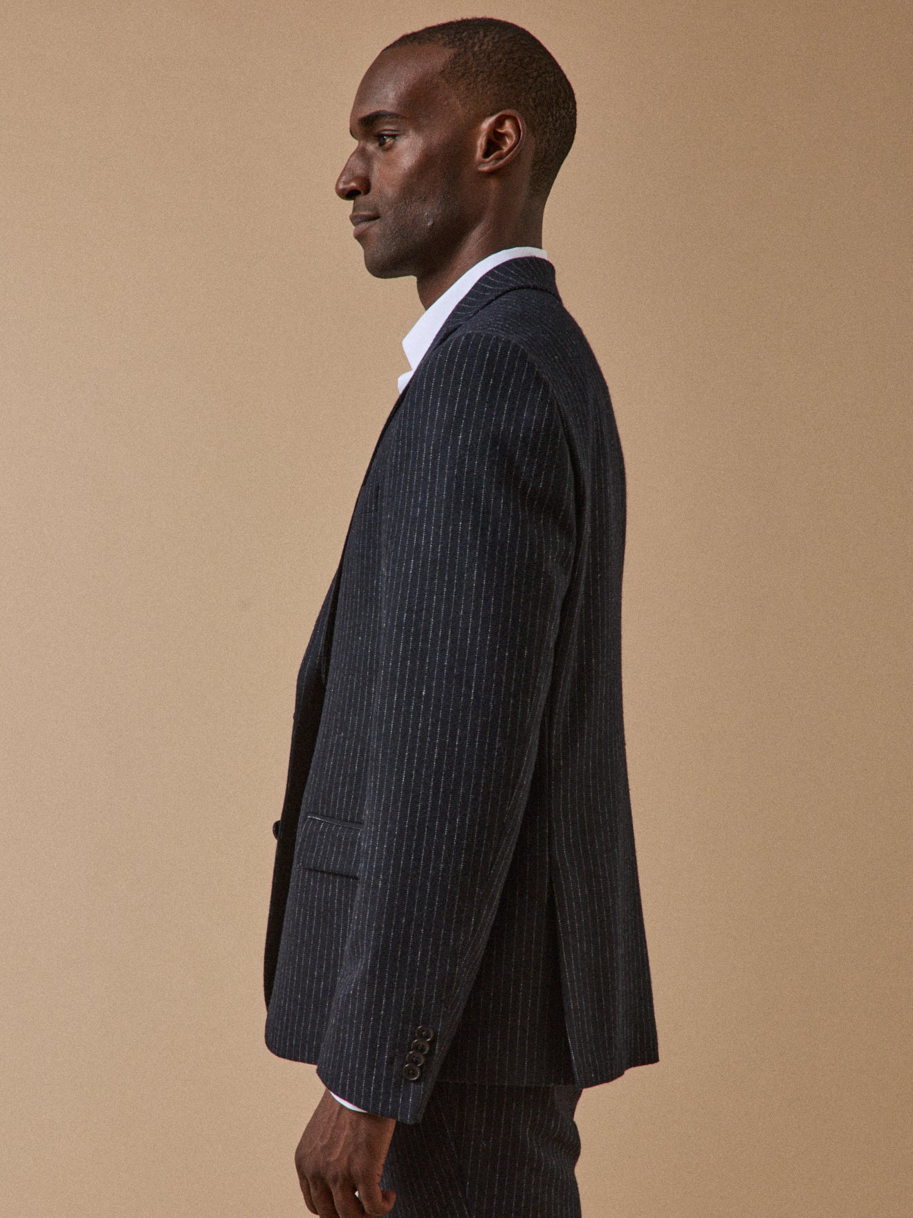 Men's striped woolen suit jacket