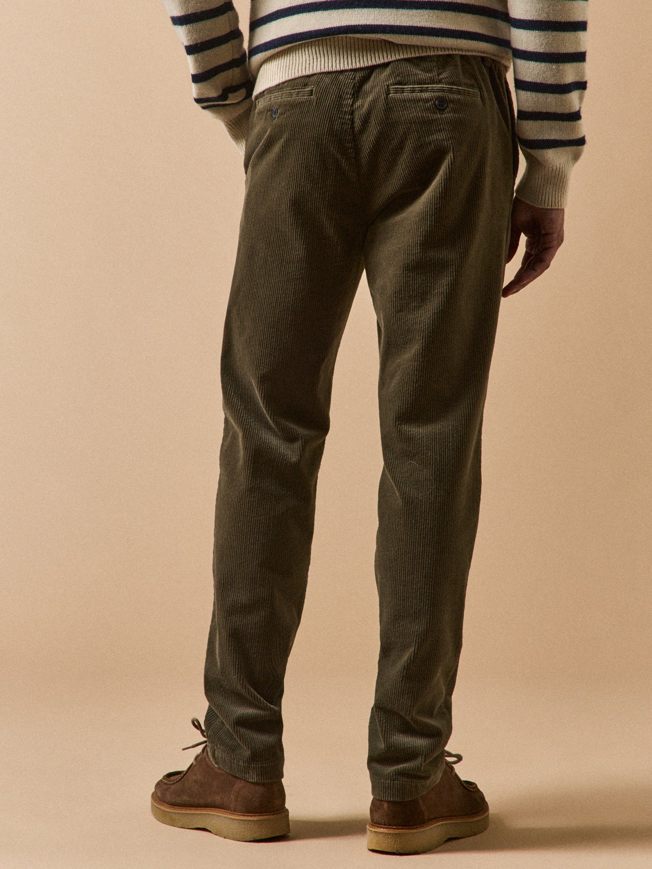 Pantalon taille élastiquée velours grosses côtes homme