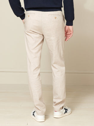 Men's cotton and linen trousers with elastic waist