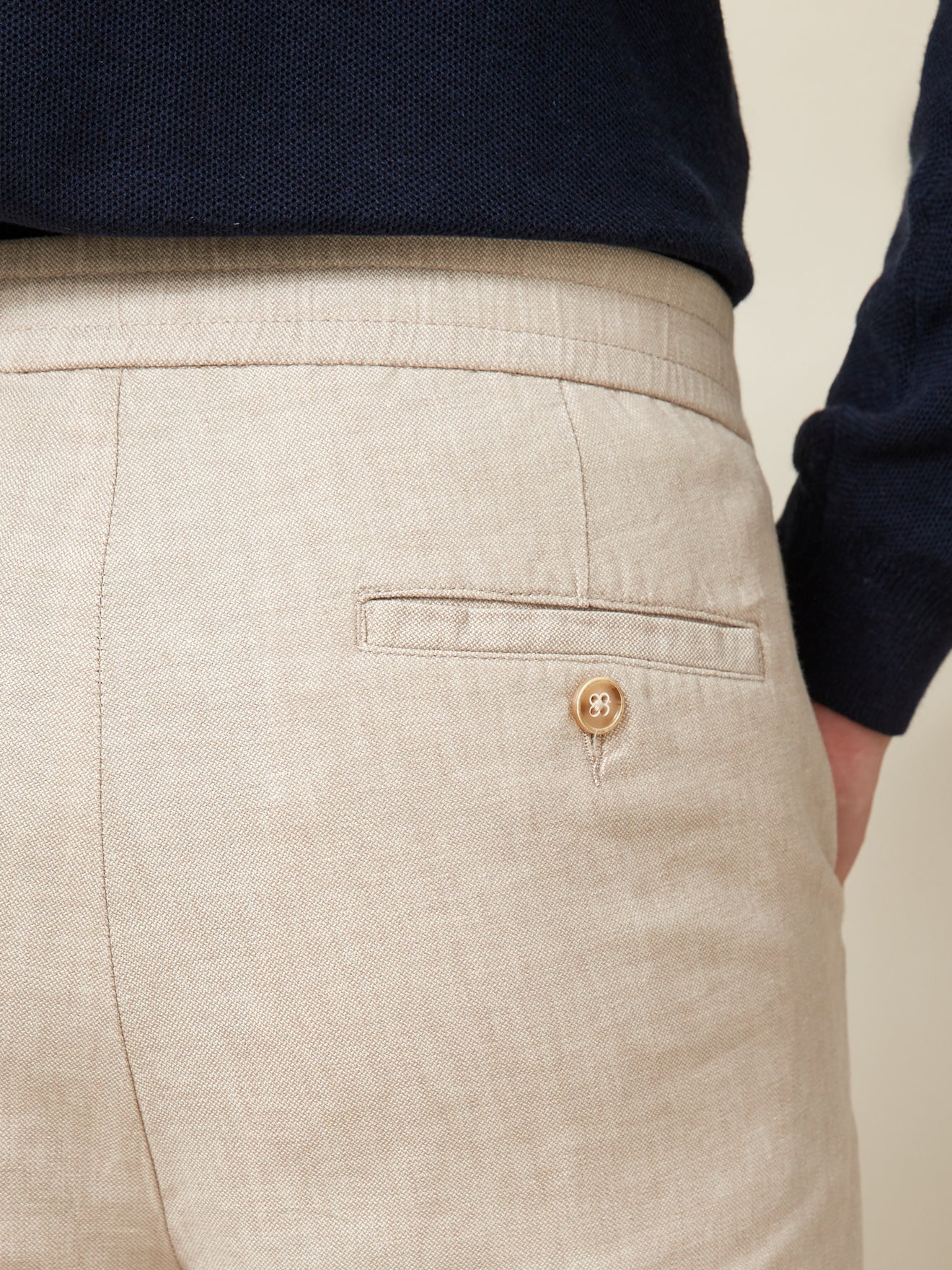 Pantalon taille élastiquée coton et lin homme