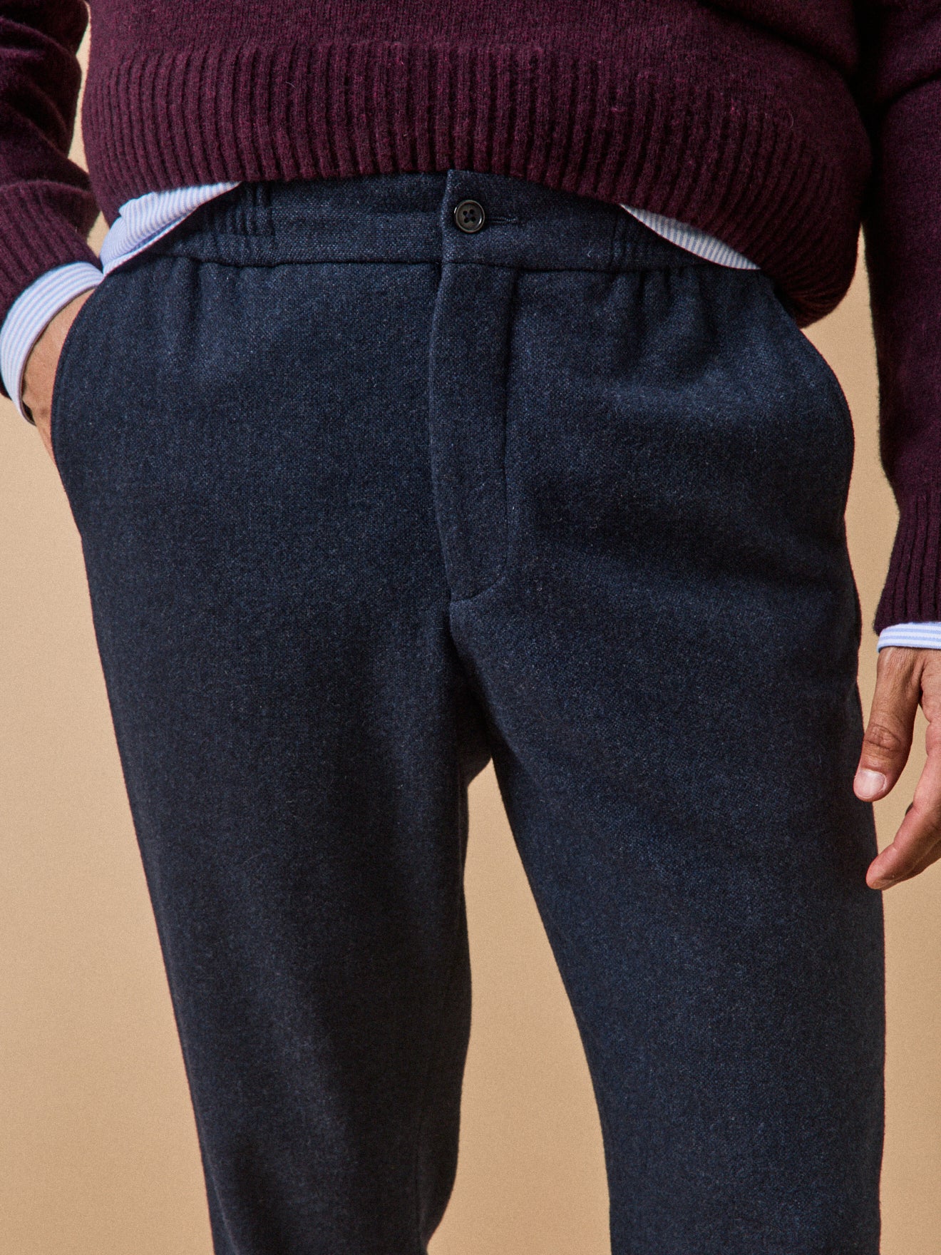 Pantalon taille élastiquée lainage homme