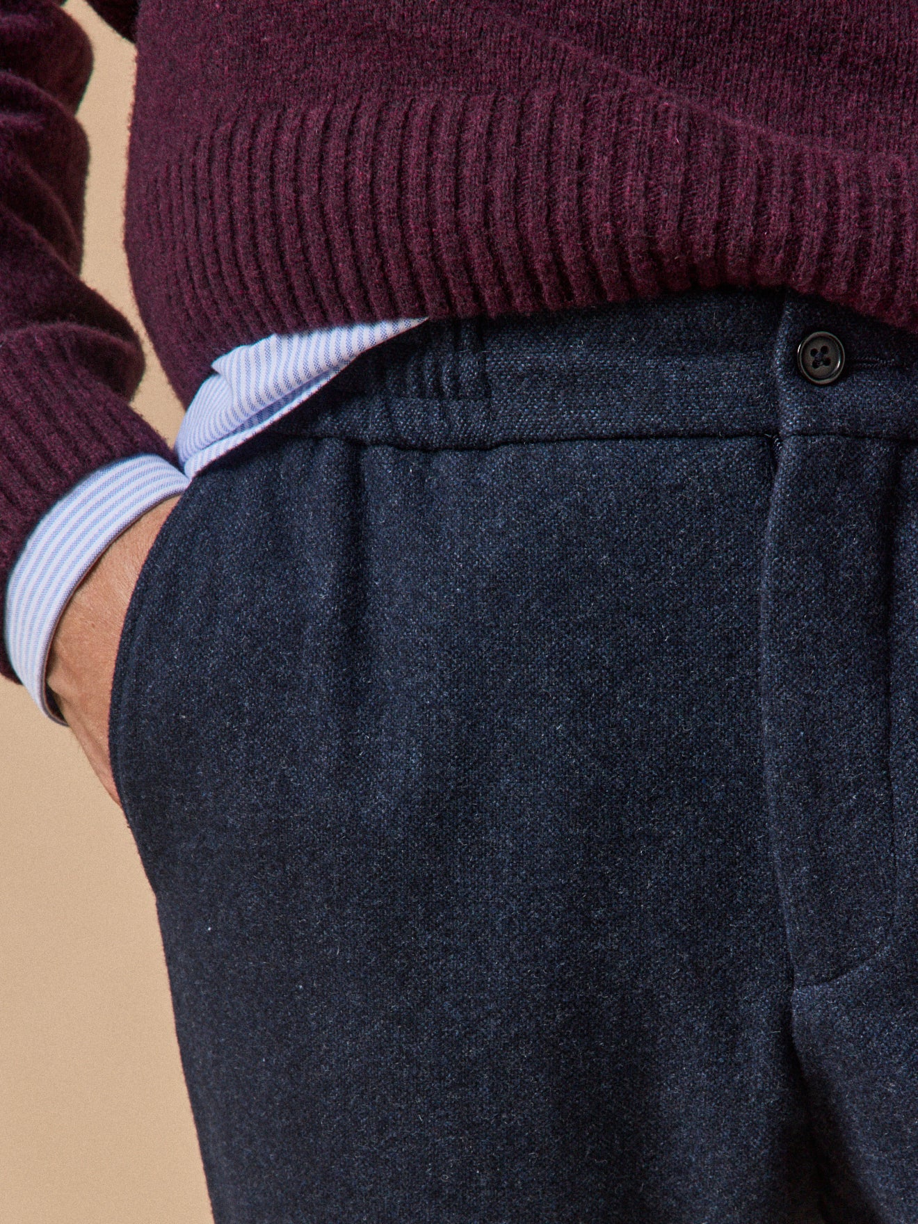 Pantalon taille élastiquée lainage homme