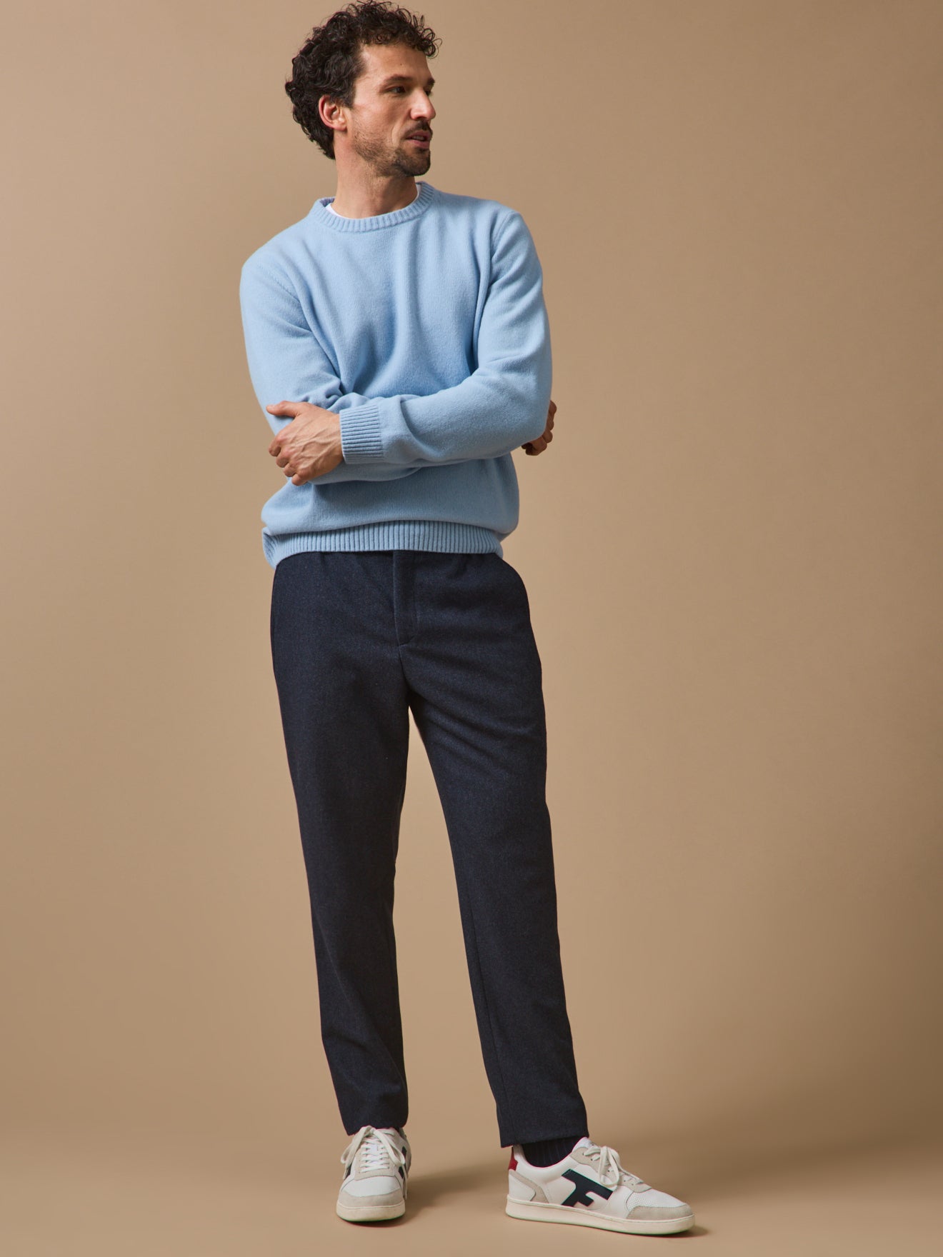 Men's woolen trousers with elastic waist