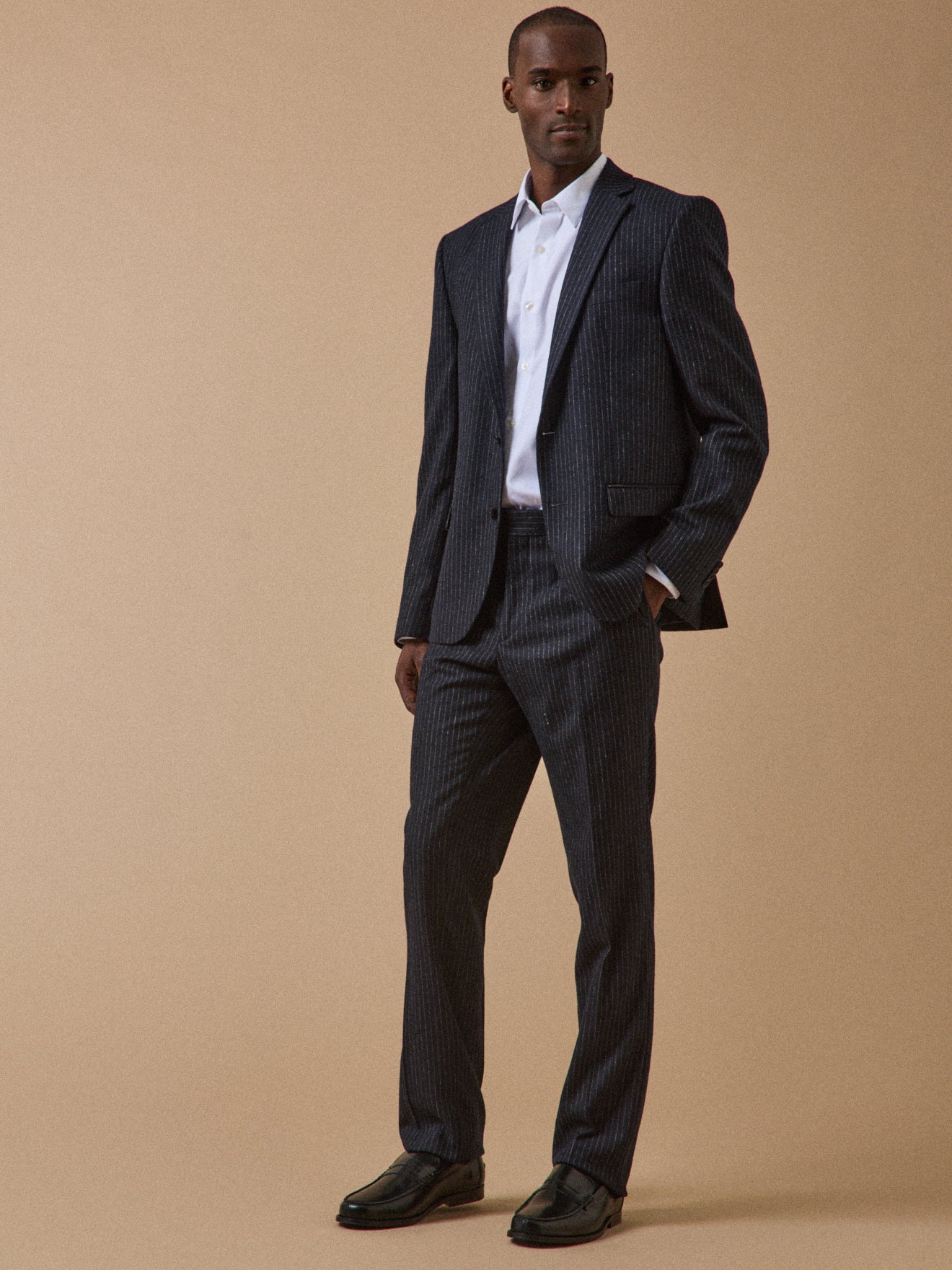 Men's striped woolen suit trousers