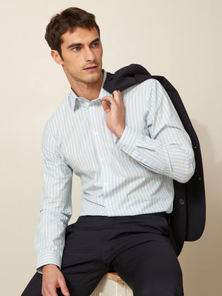 Men's slim-fit shirt with three-color stripes