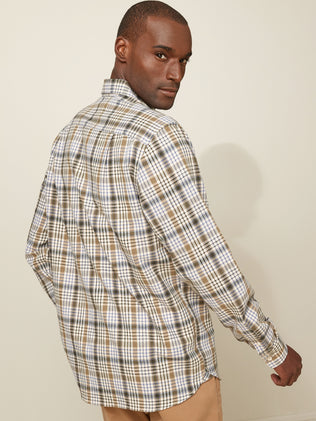 Men's Regular Fit cotton and linen check shirt