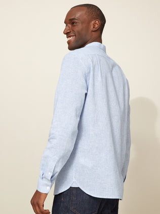 Men's Slim Fit linen and cotton shirt with Mandarin collar