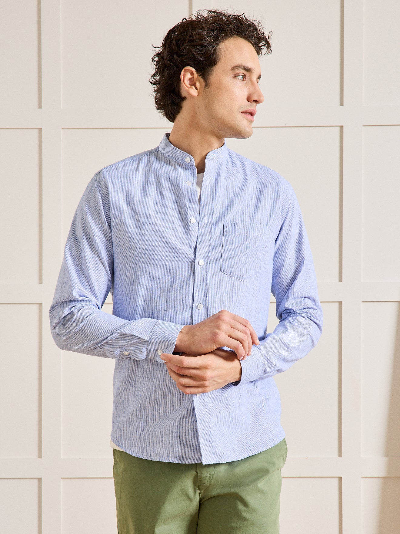 HOT Col Mao Top Col Chemise Cyrillus Chemise En Lin Col Mao