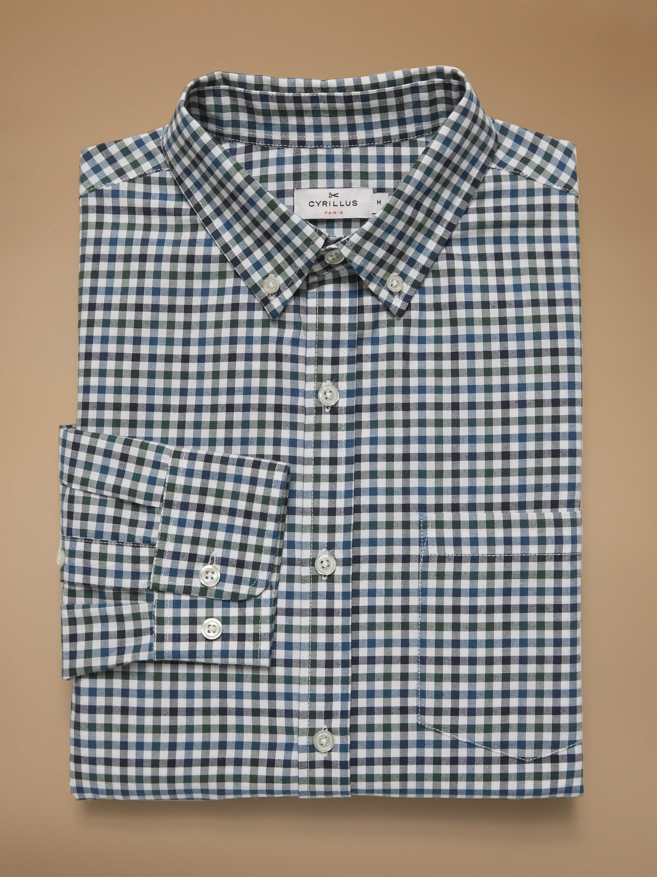 Men's check Oxford shirt with contemporary fit