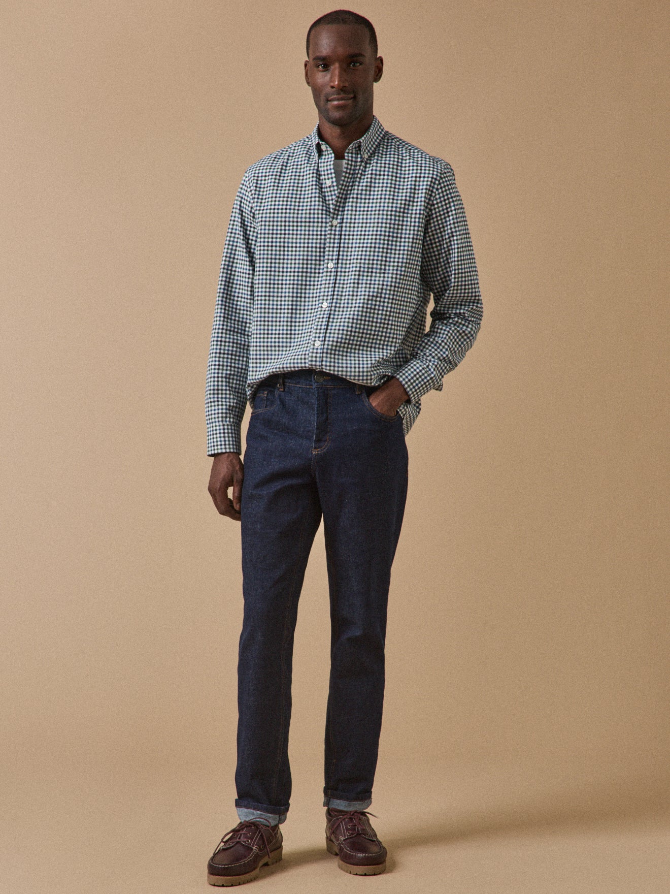 Men's check Oxford shirt with contemporary fit