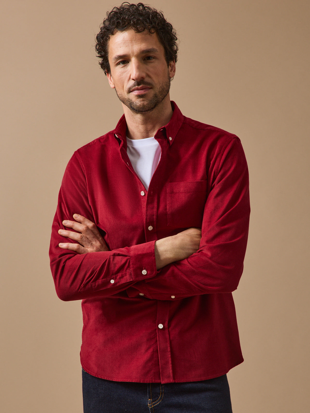 Men's corduroy shirt with contemporary classic fit