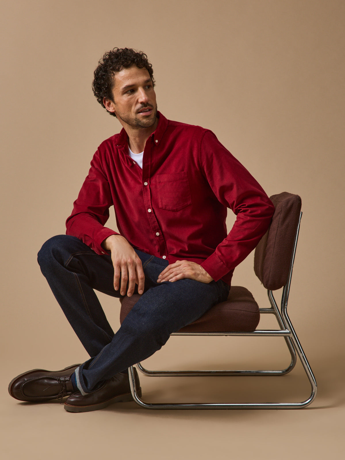 Men's corduroy shirt with contemporary classic fit