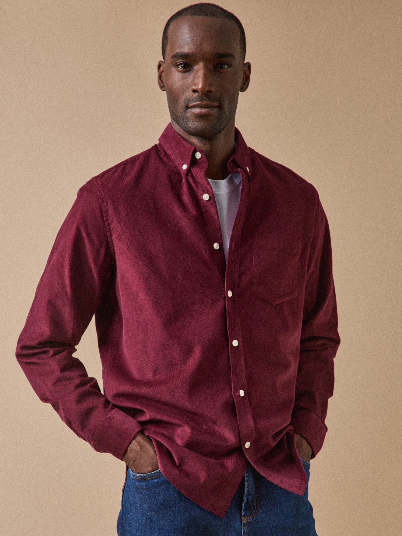 Chemise velours homme coupe contemporaine