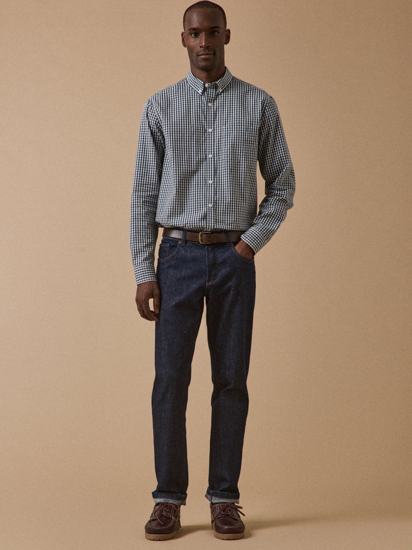 Men's ginghem check shirt with contemporary fit