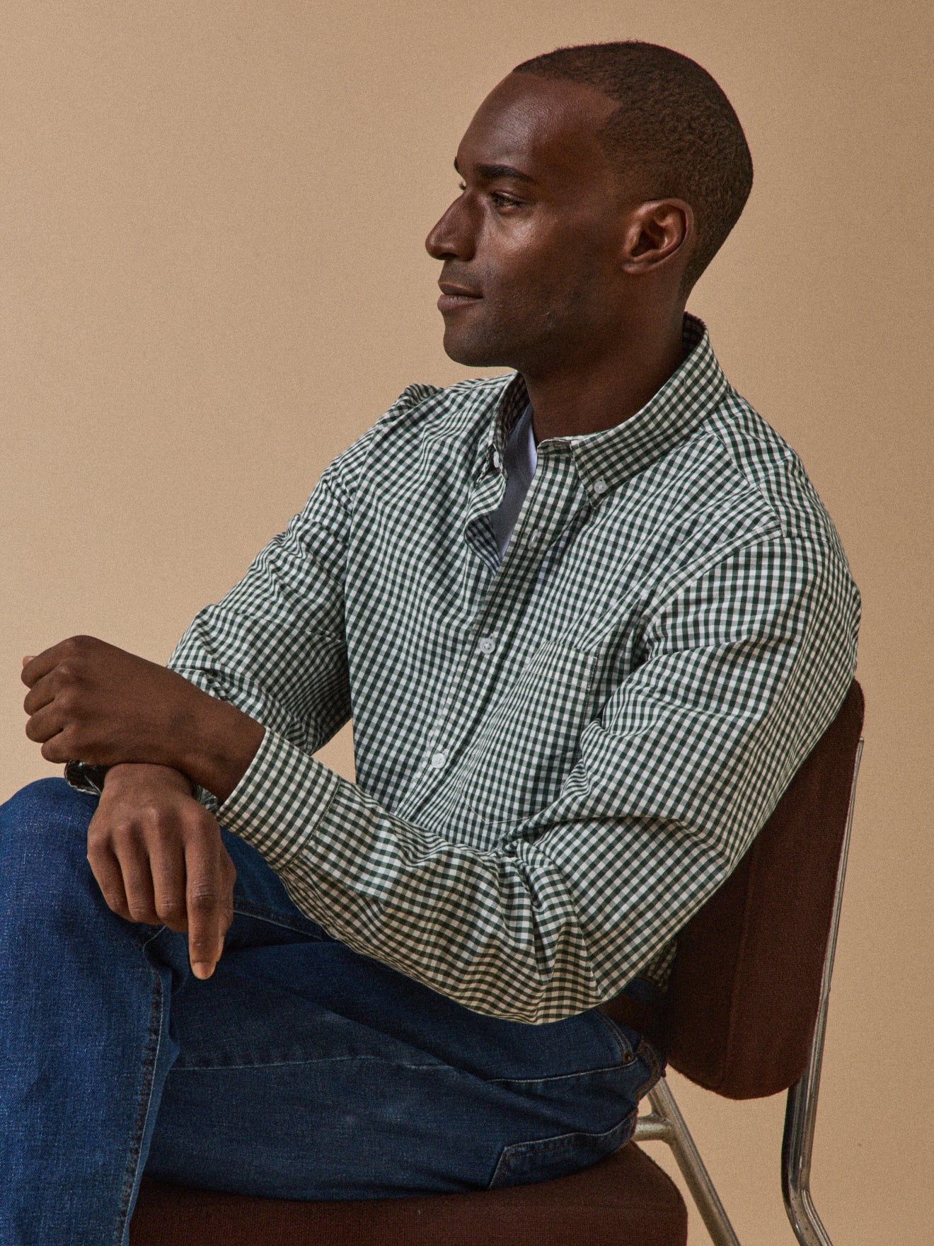 Men's ginghem check shirt with contemporary fit