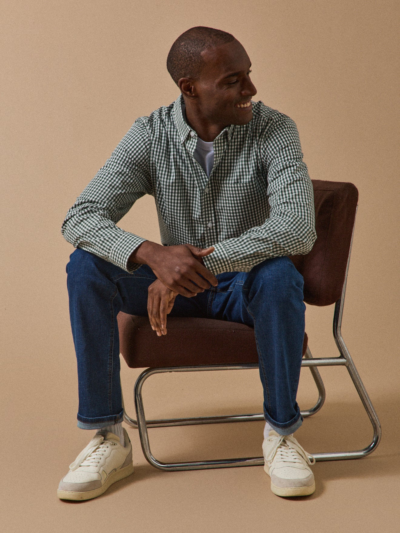 Men's ginghem check shirt with contemporary fit