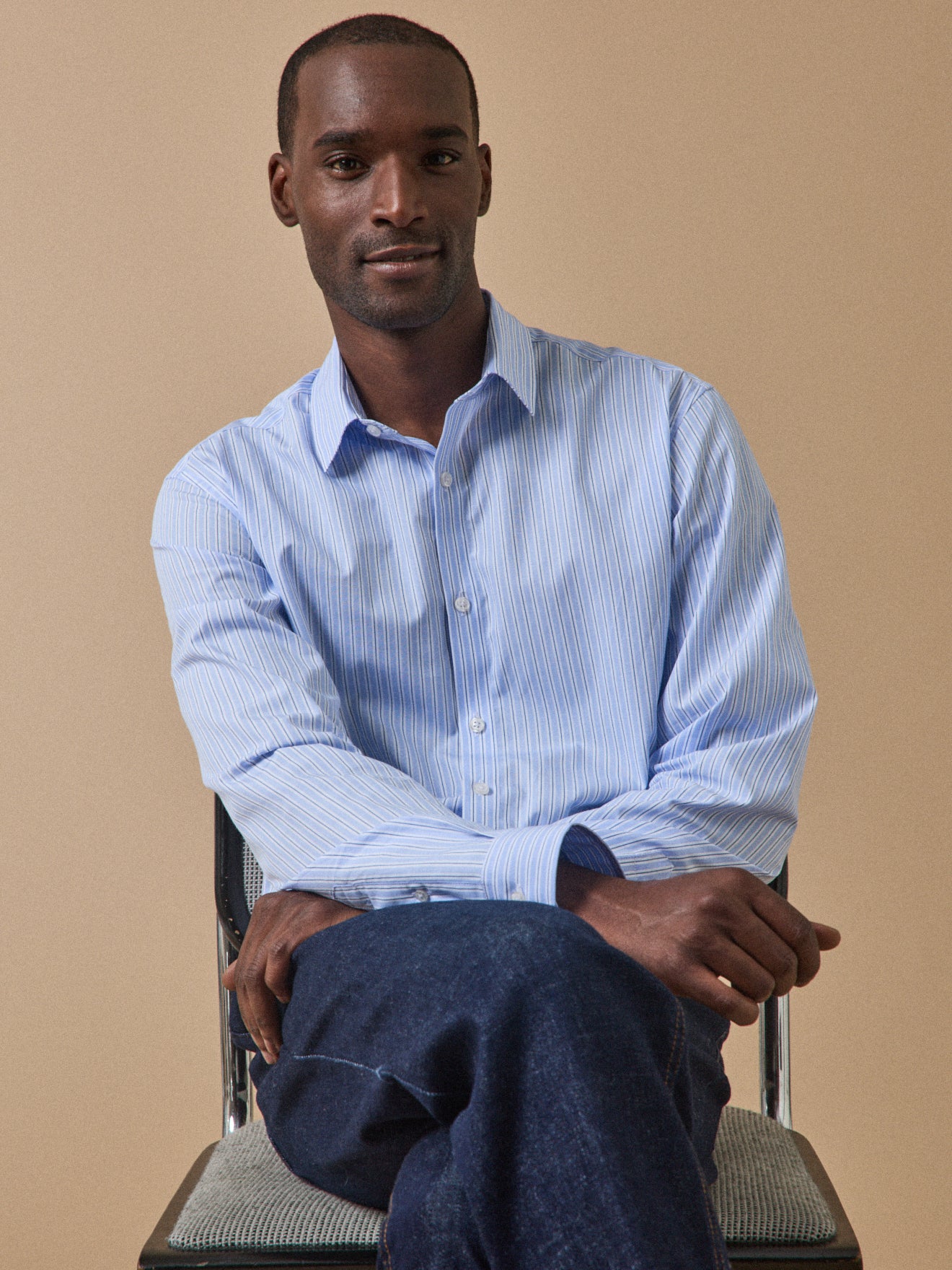 Chemise popeline rayée homme coupe ajustée