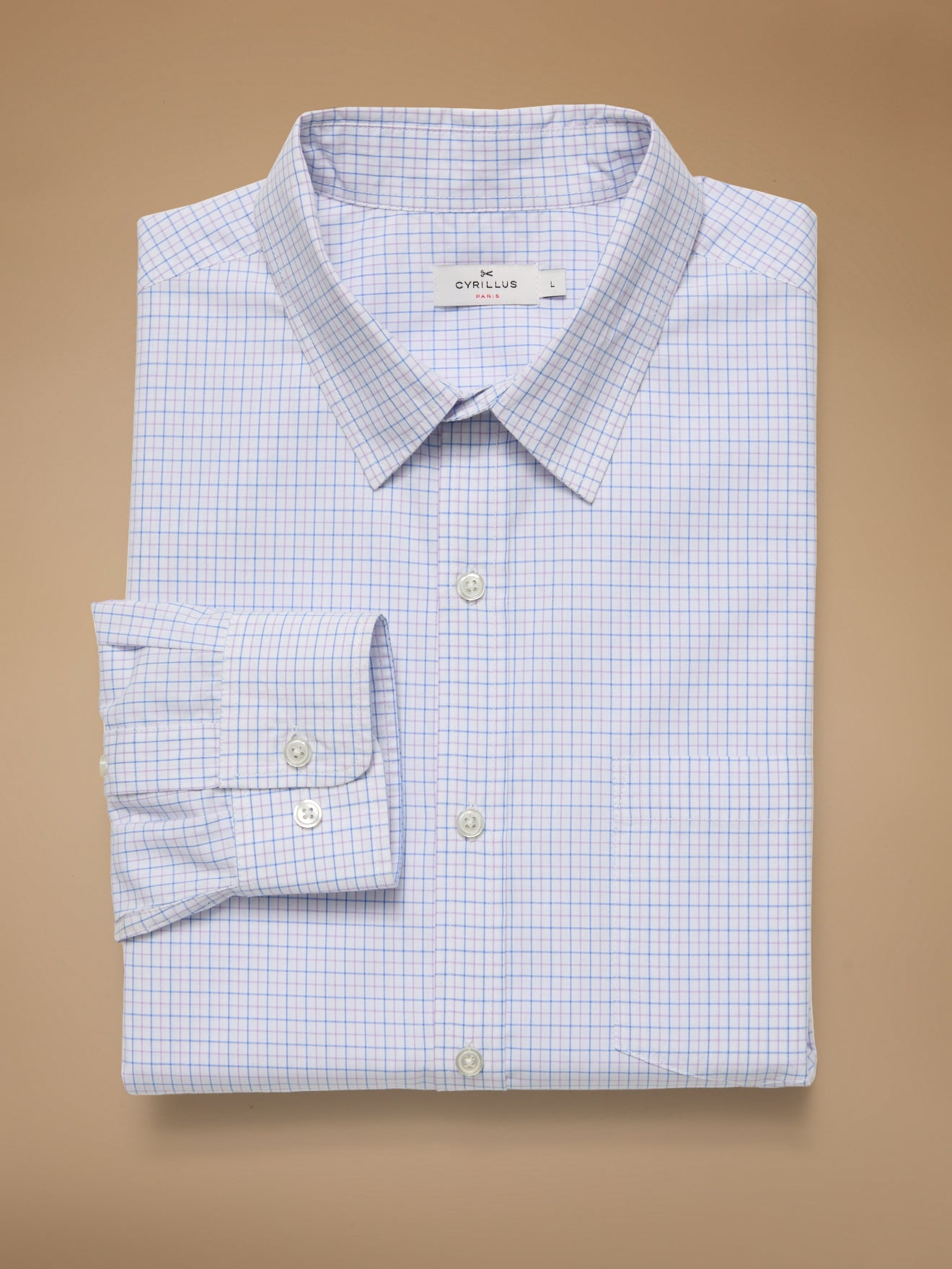 Men's tattersall check shirt with contemporary fit