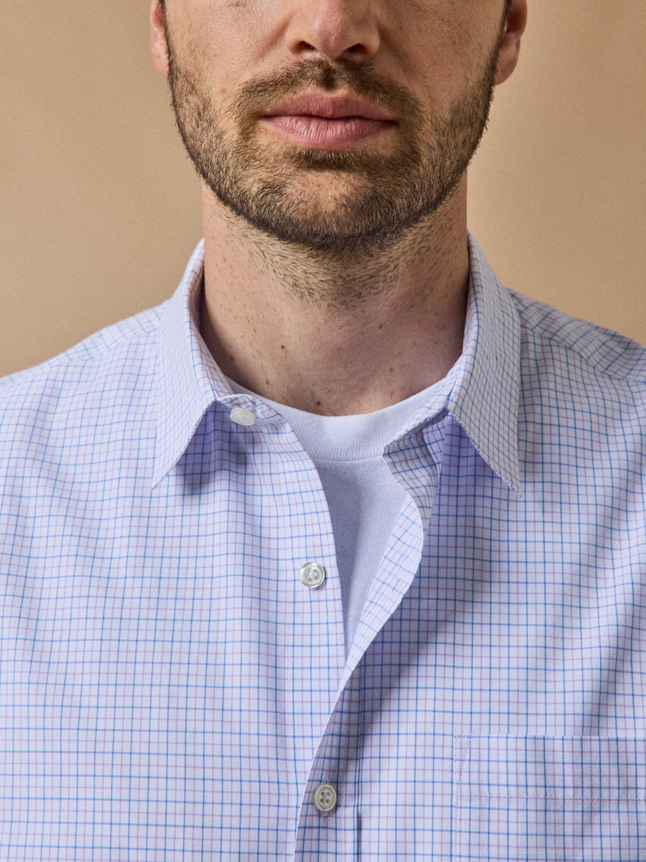 Men's tattersall check shirt with contemporary fit