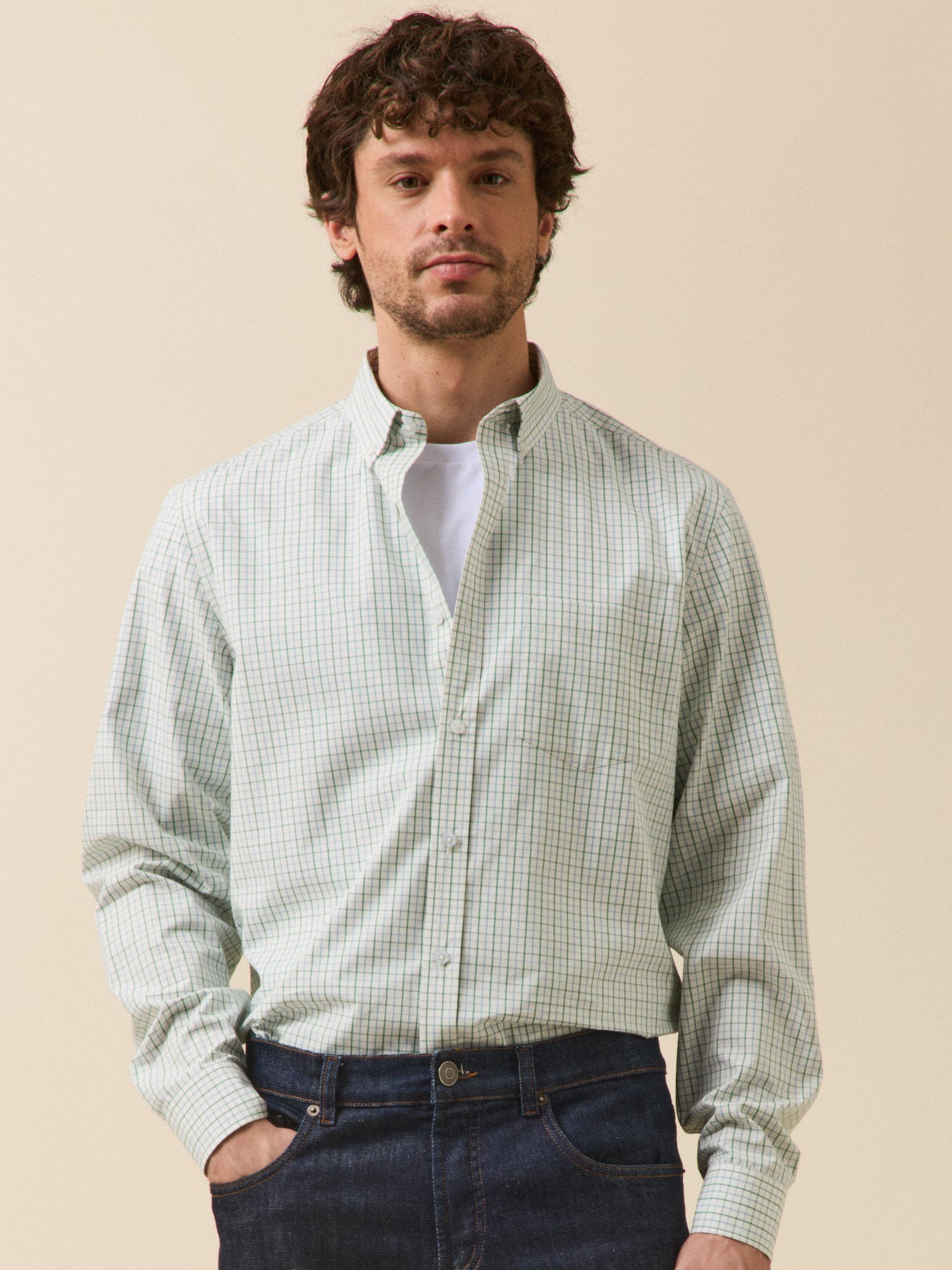 Men's tattersall check shirt with contemporary style