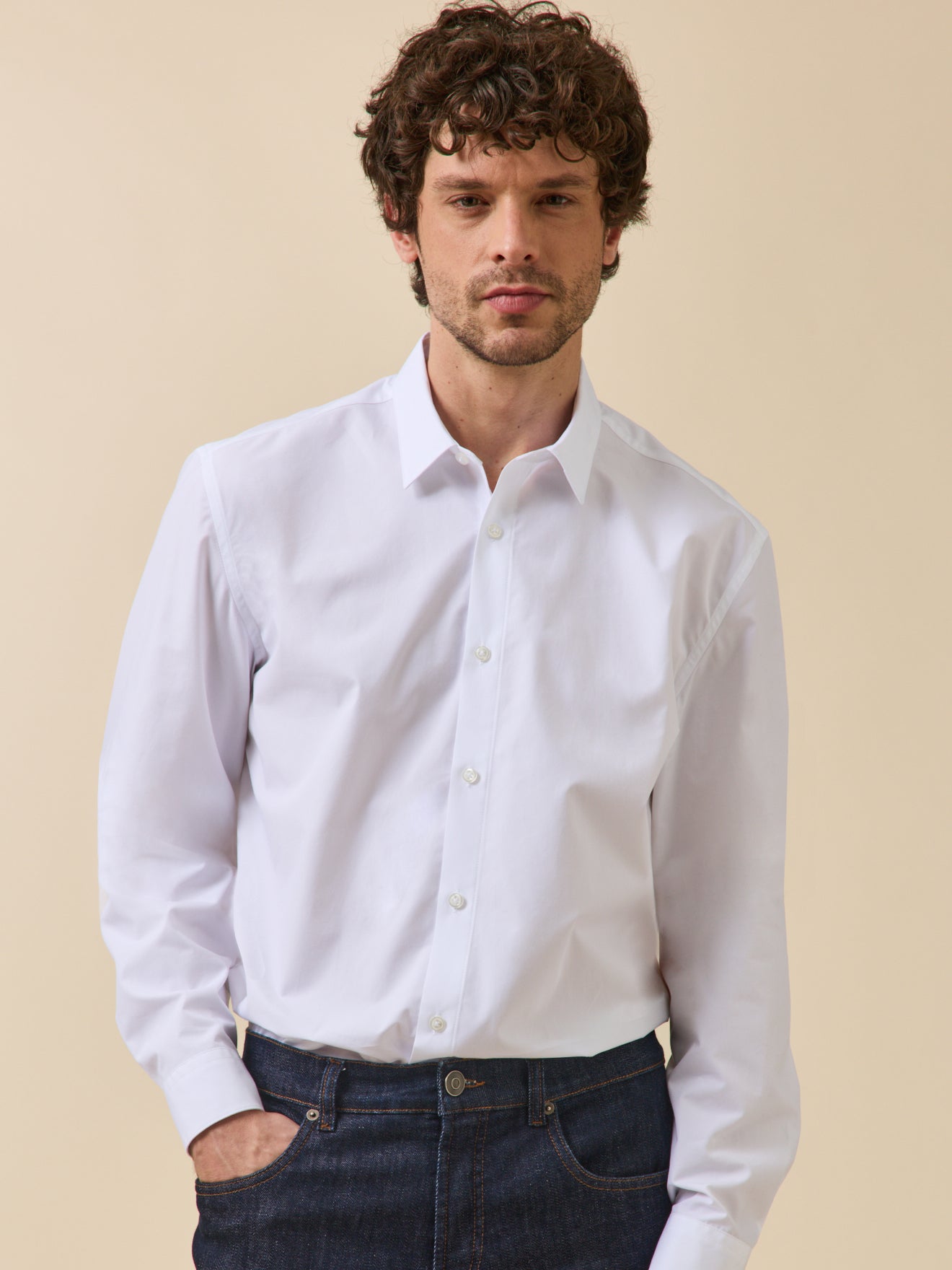 Chemise popeline unie homme coupe ajustée