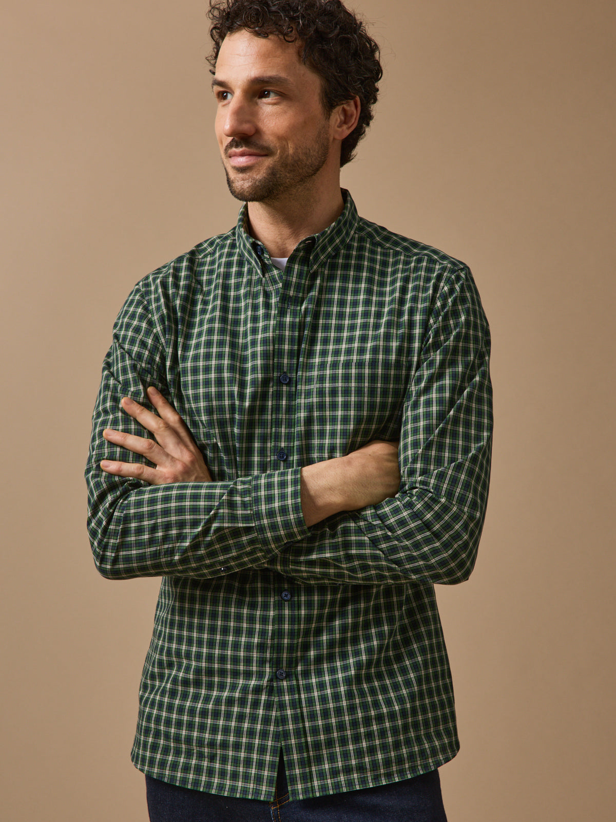 Men's checked poplin shirt - fitted