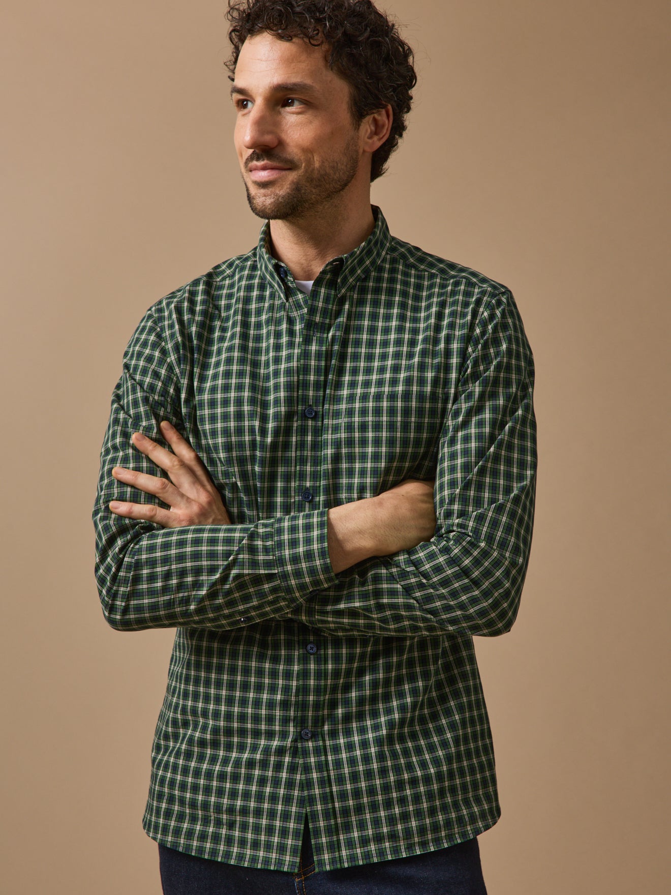 Men's checked poplin shirt - fitted