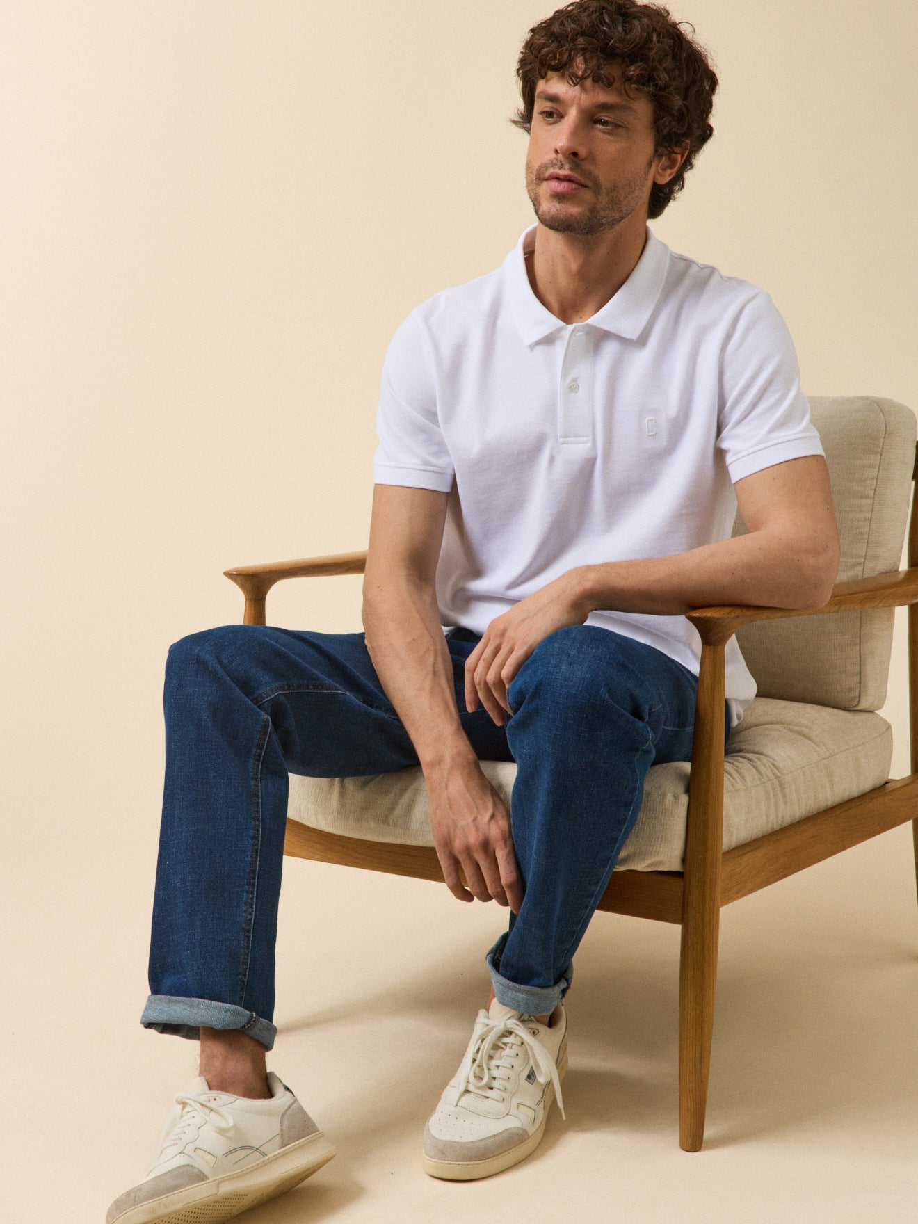 Men's plain piqué knit organic cotton polo shirt - Cyrillus COM