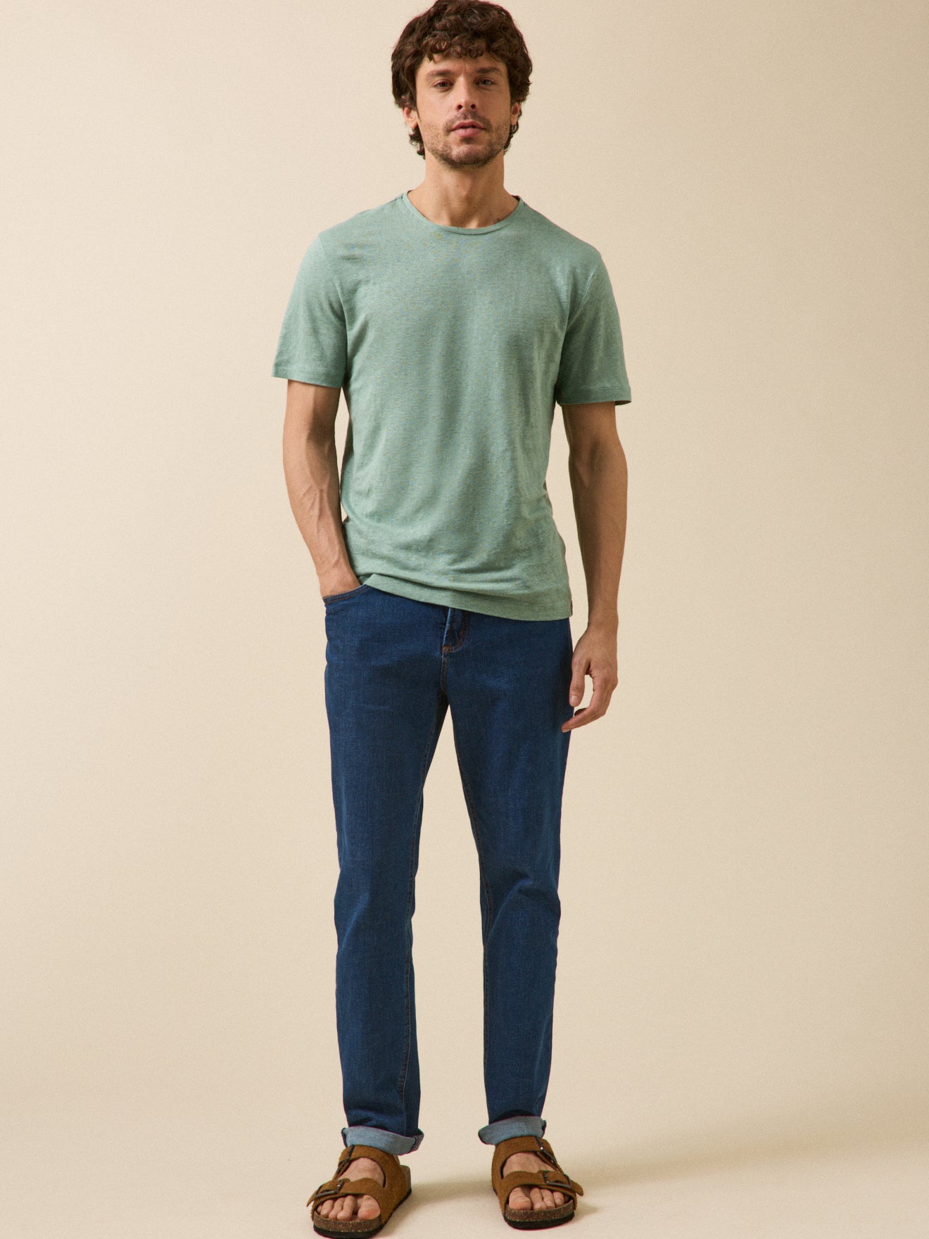 T-shirt lin homme col rond