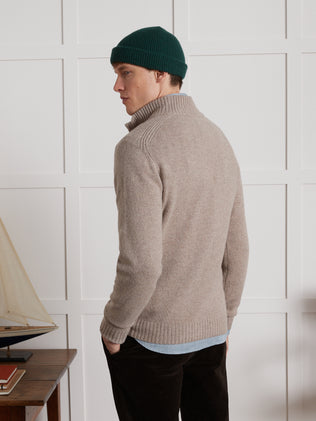 Men's zip sweater with high neckline