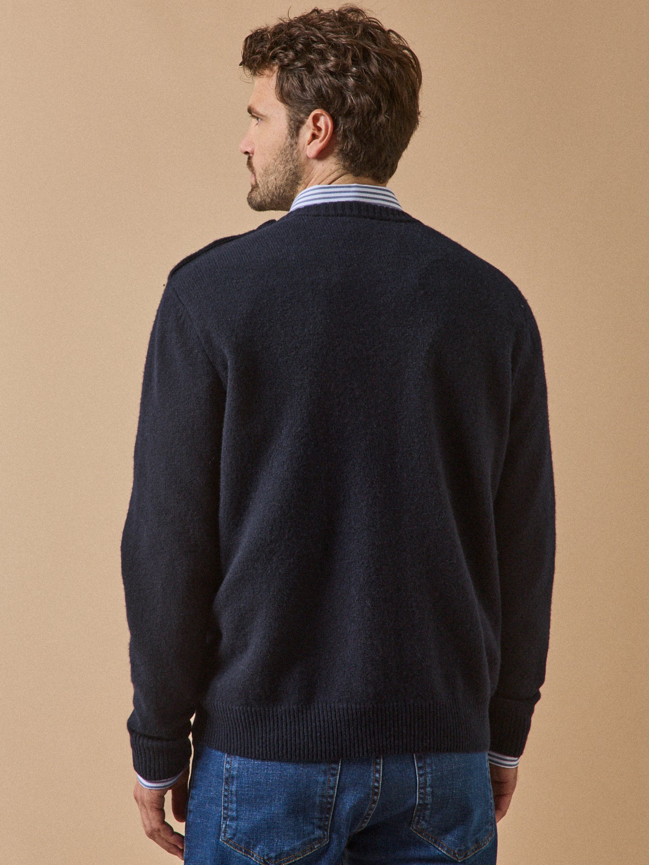 Pull boutonné laine mérinos homme