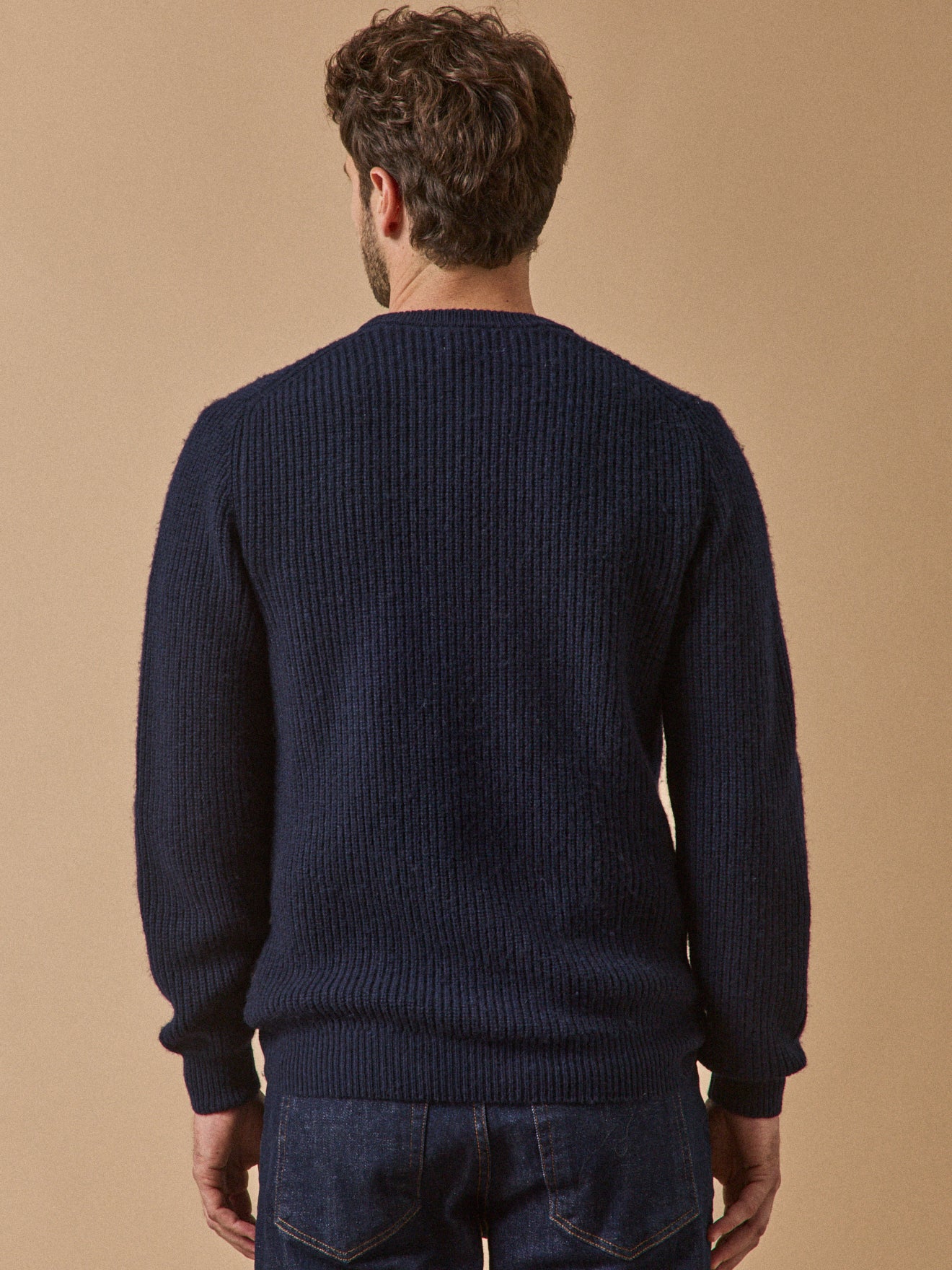 Pull col rond maille côtelée homme