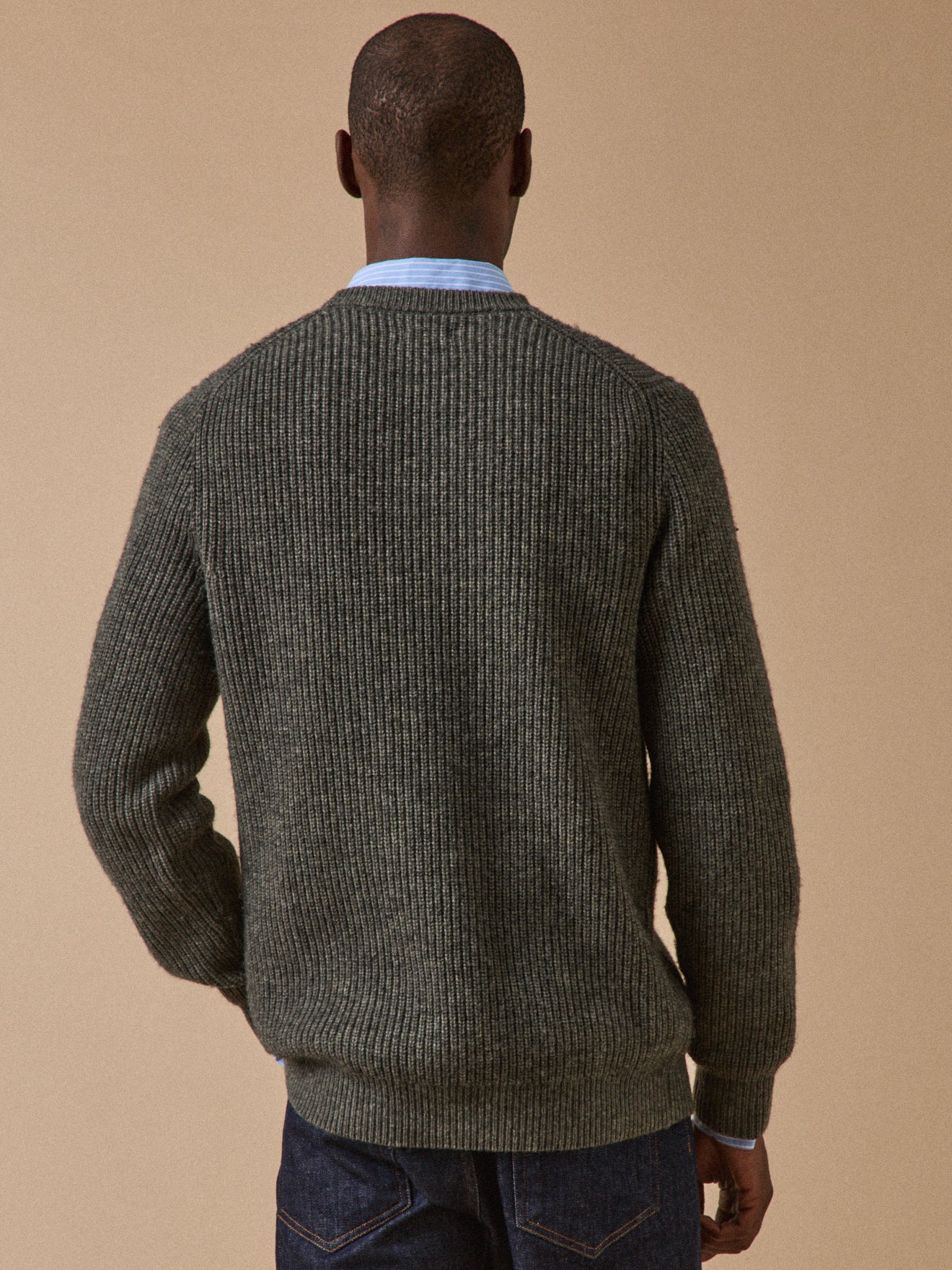 Pull col rond maille côtelée homme