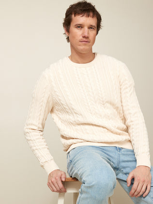 Men's cable-knit cotton sweater