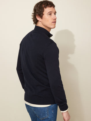 Men's high neck cotton, silk and cashmere sweater