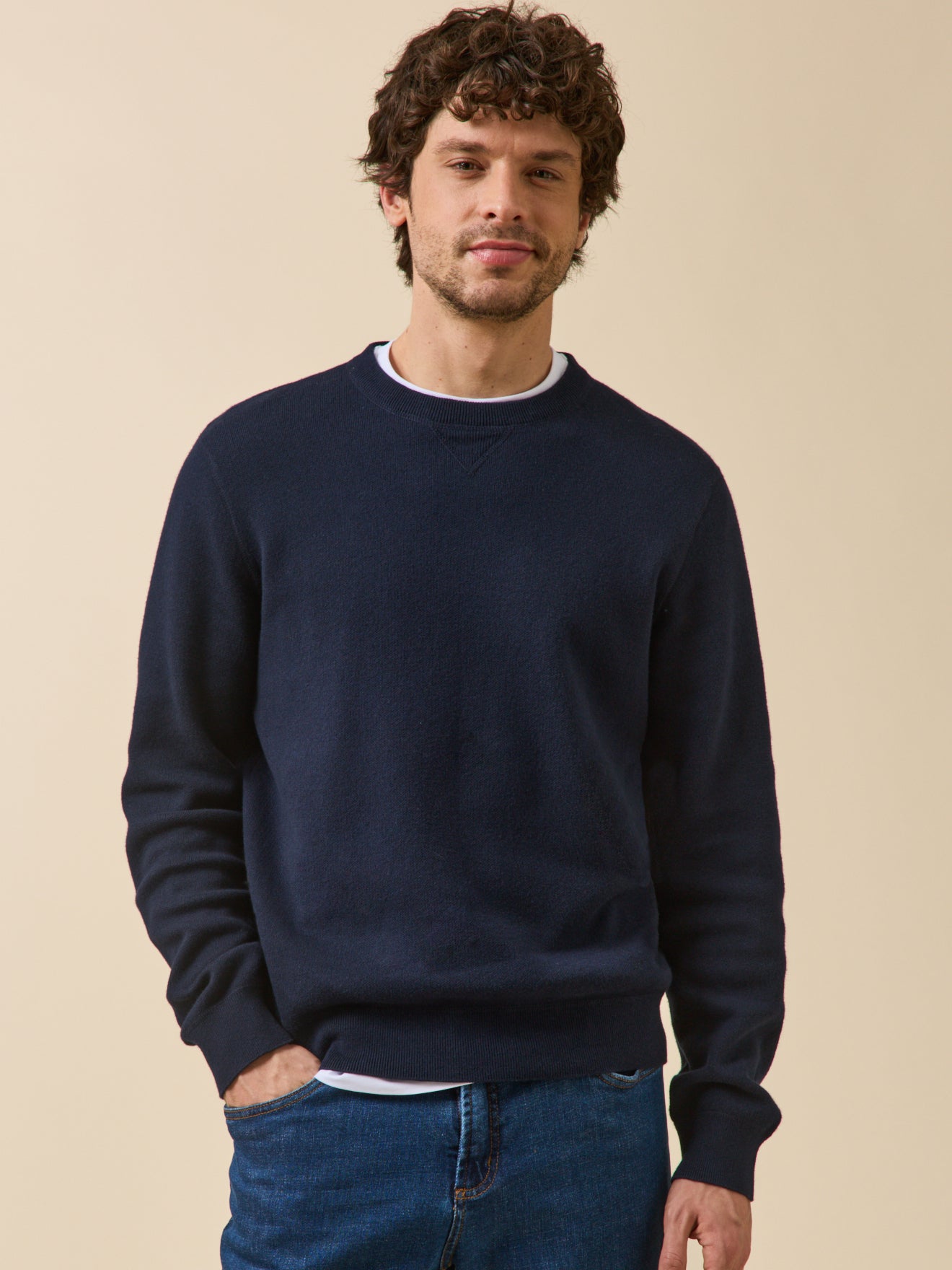 Men's cotton and cashmere sweatshirt-style sweater