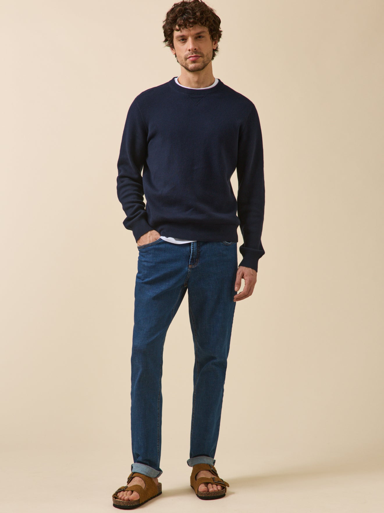 Men's cotton and cashmere sweatshirt-style sweater