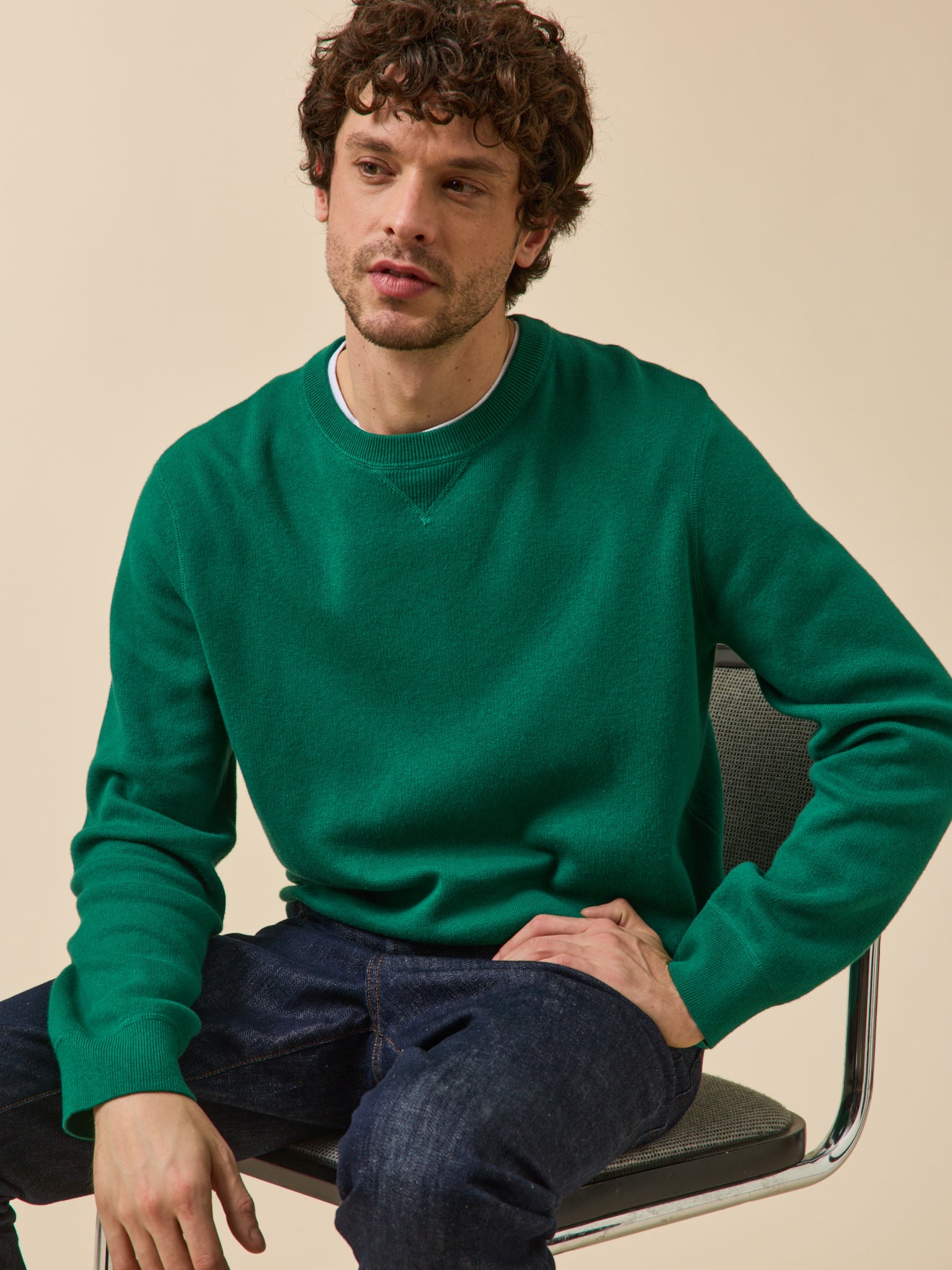 Men's cotton and cashmere sweatshirt-style sweater - Cyrillus COM